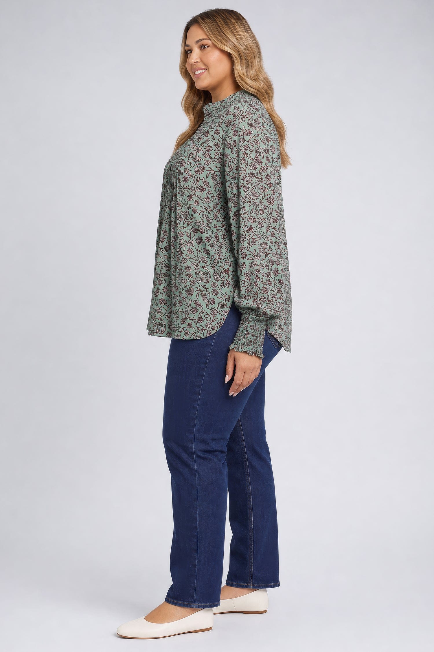 Pleated Peasant Blouse in Plus Size thumbnail 3