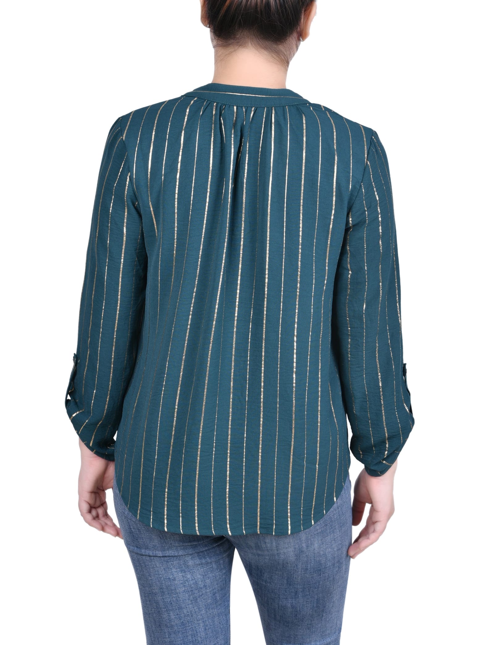 Petite Long Sleeve Foil Striped Blouse thumbnail 3