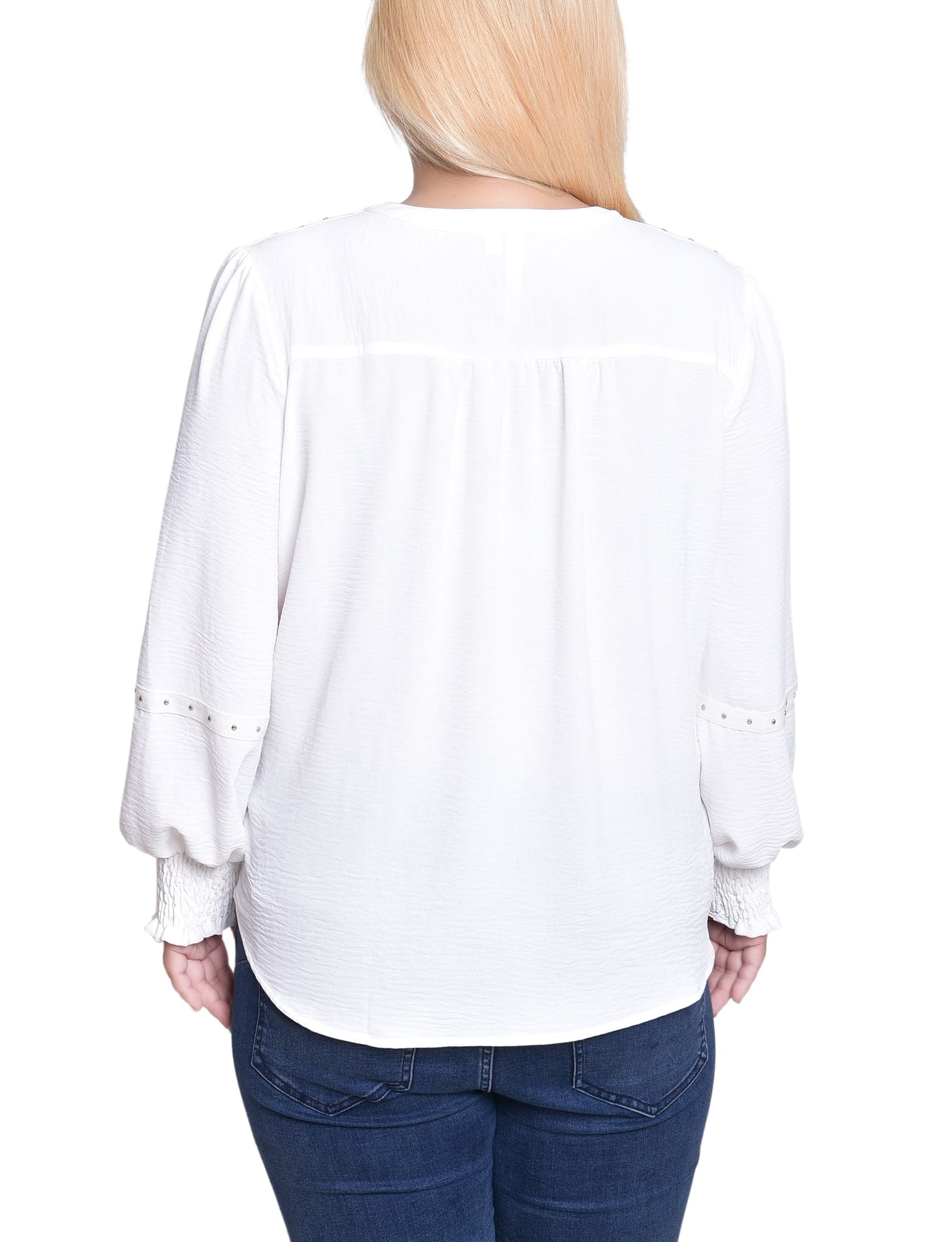Plus Size Long Sleeve Studded Blouse thumbnail 3