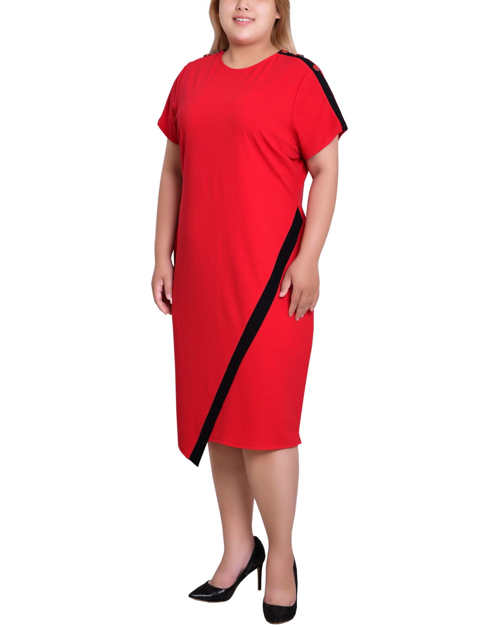 Plus Size Short Sleeve Asymmetrical Hem Dress thumbnail 2