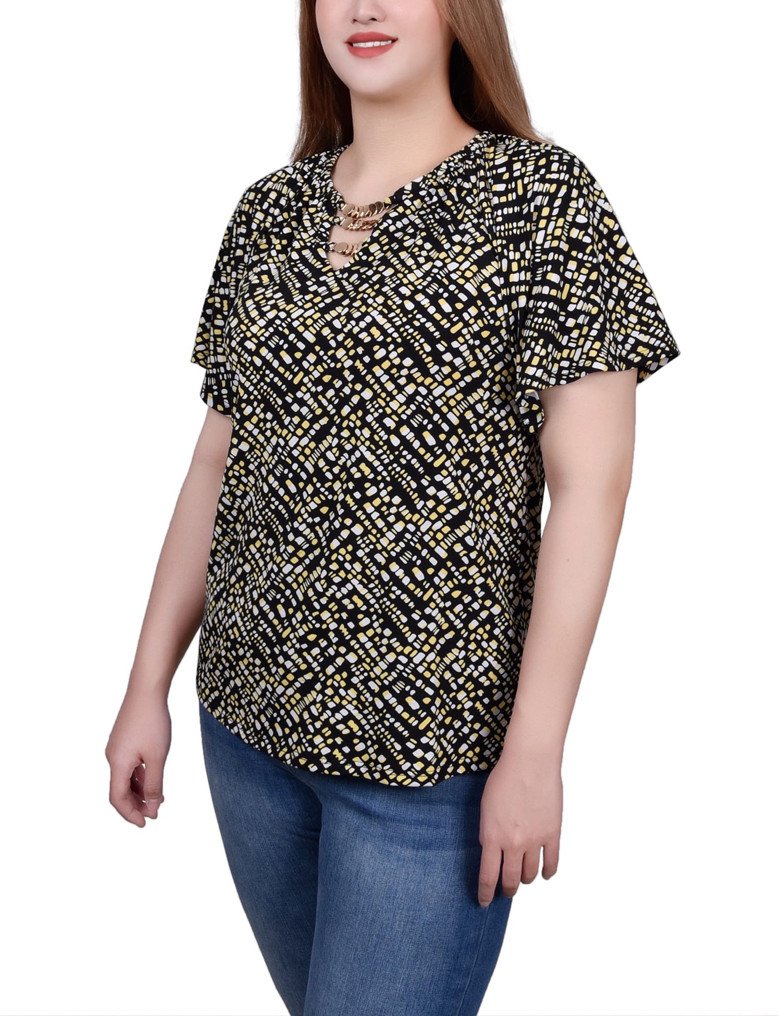 Raglan Sleeve Top with Chain Details thumbnail 2