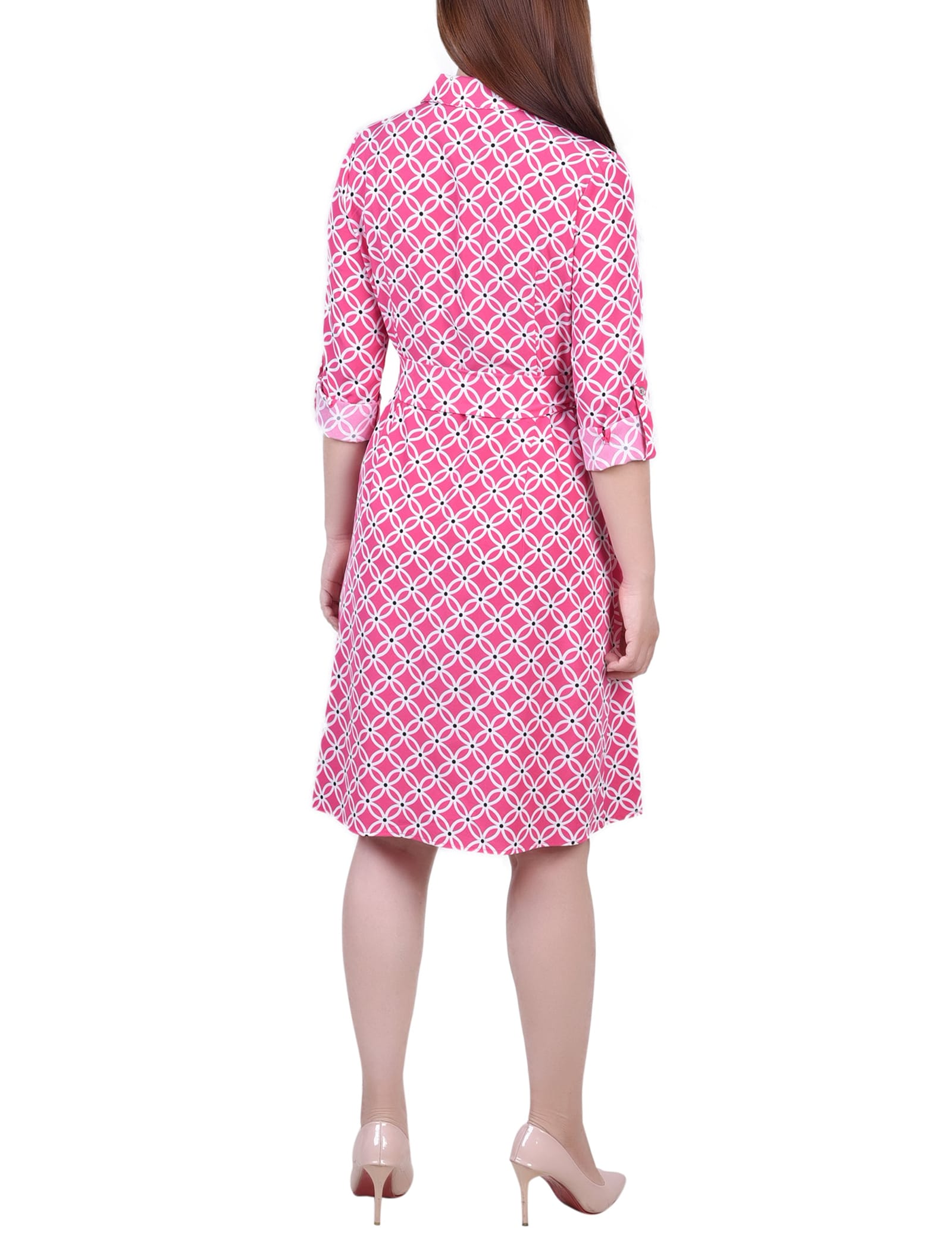 Petite 3/4 Roll Tab Sleeve Belted Shirtdress thumbnail 2