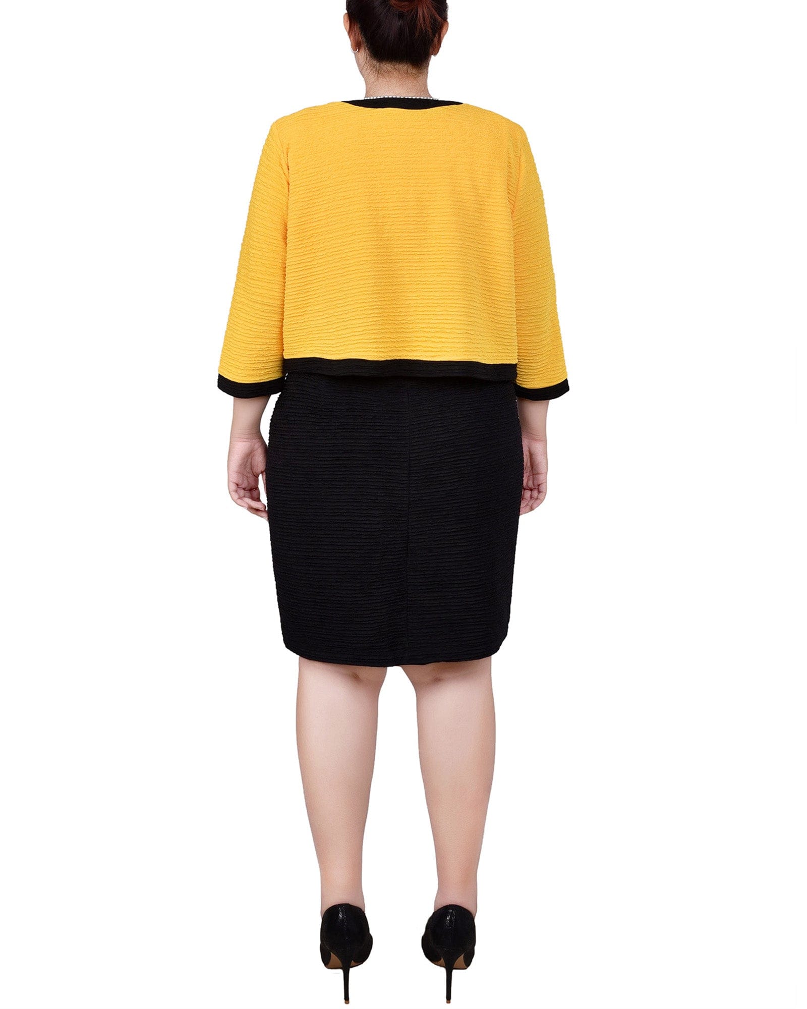 Plus Size 3/4 Sleeve Textured Knit 2 Piece Dress Set thumbnail 3