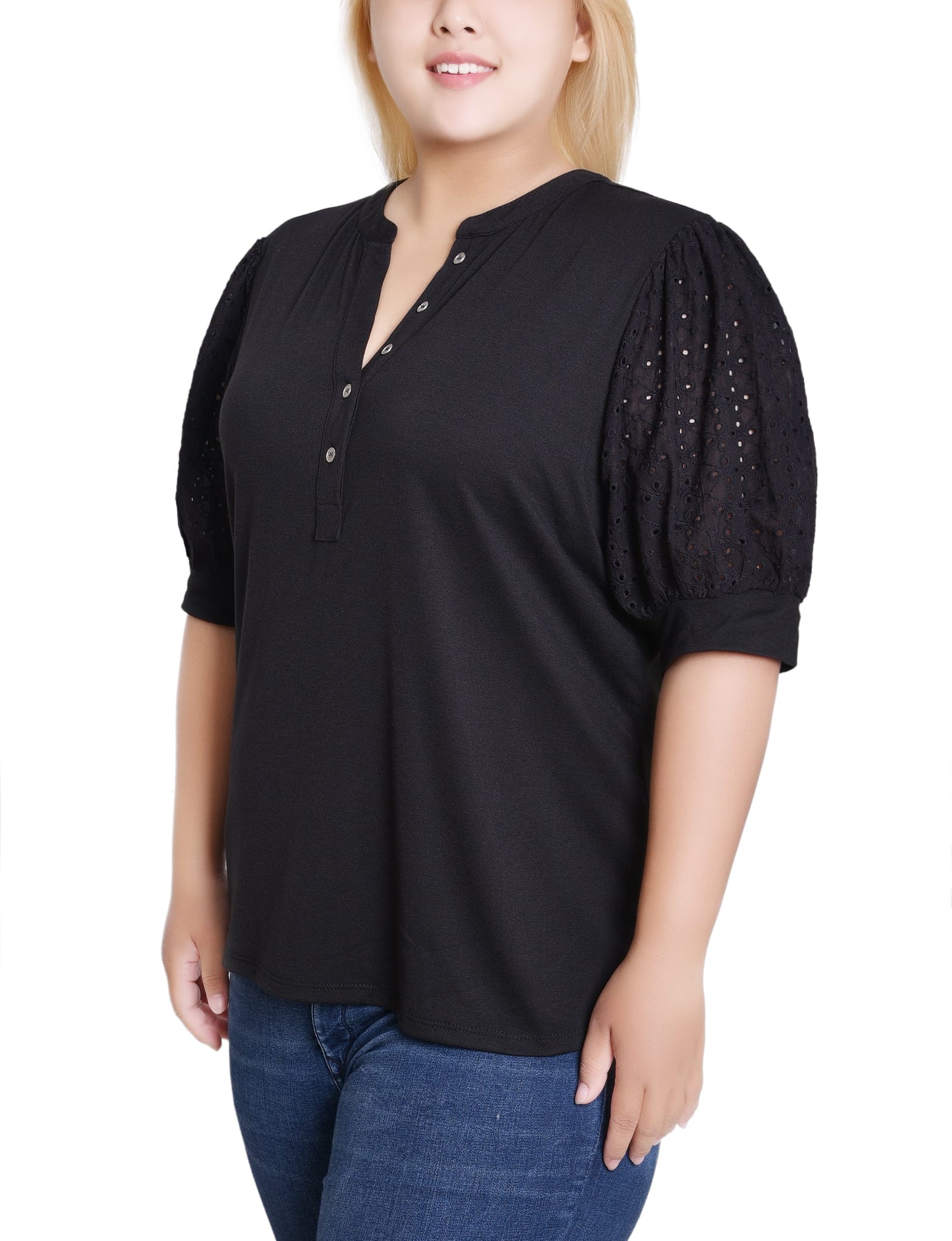 Plus Size Puff Elbow Sleeve Top thumbnail 4