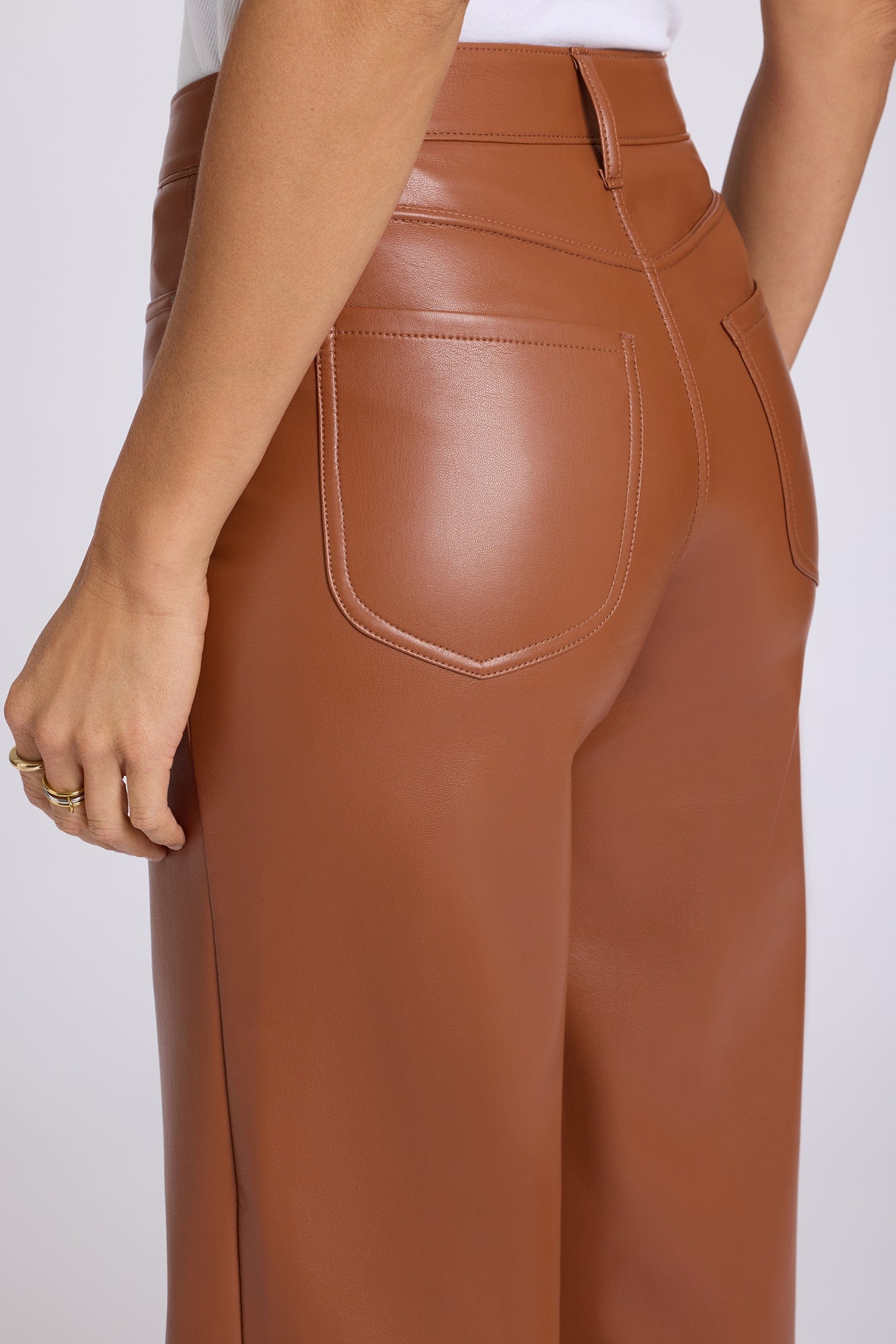 Vegan Stretch Leather Teresa Wide Leg Pants thumbnail 2