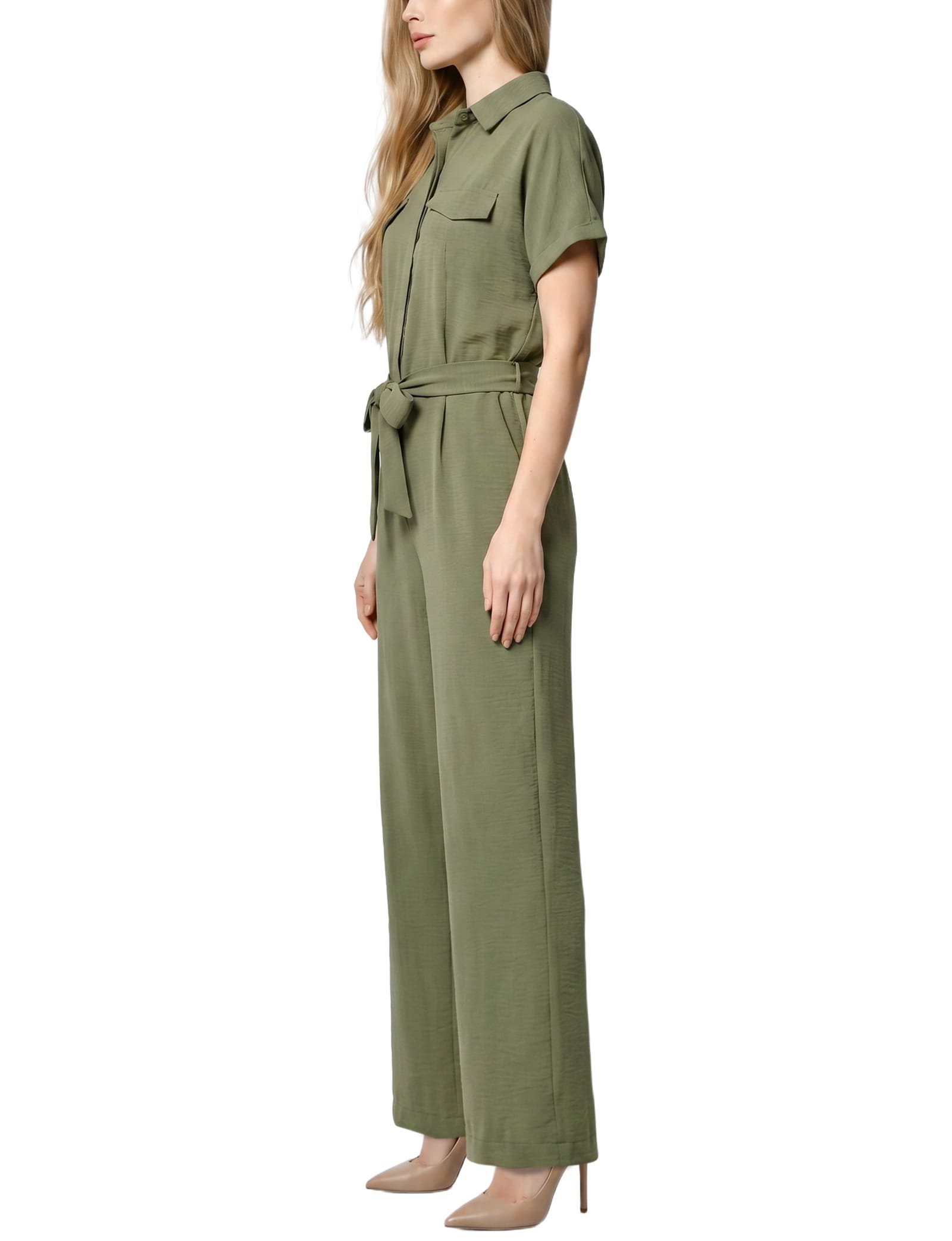 Petite Short Sleeve Belted Jumpsuit thumbnail 3