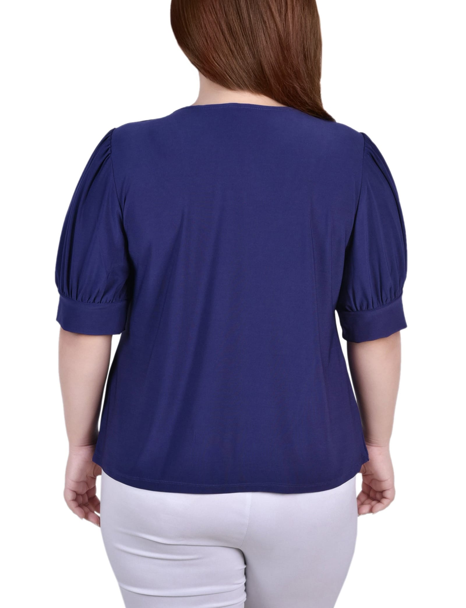 Plus Size Short Sleeve Balloon Sleeve Top with Hardware thumbnail 2