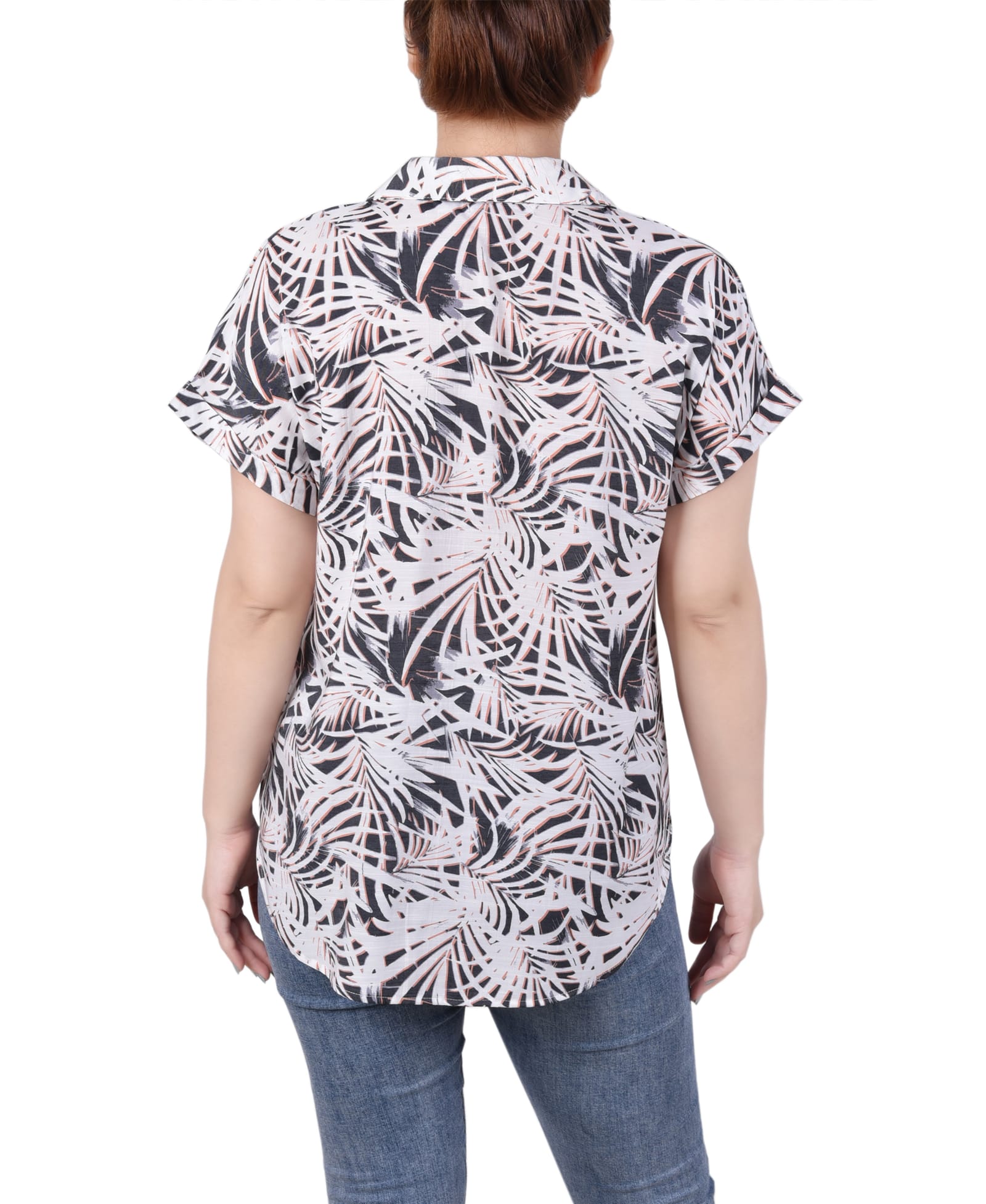 Short Rolled Sleeve Button Front Blouse thumbnail 3