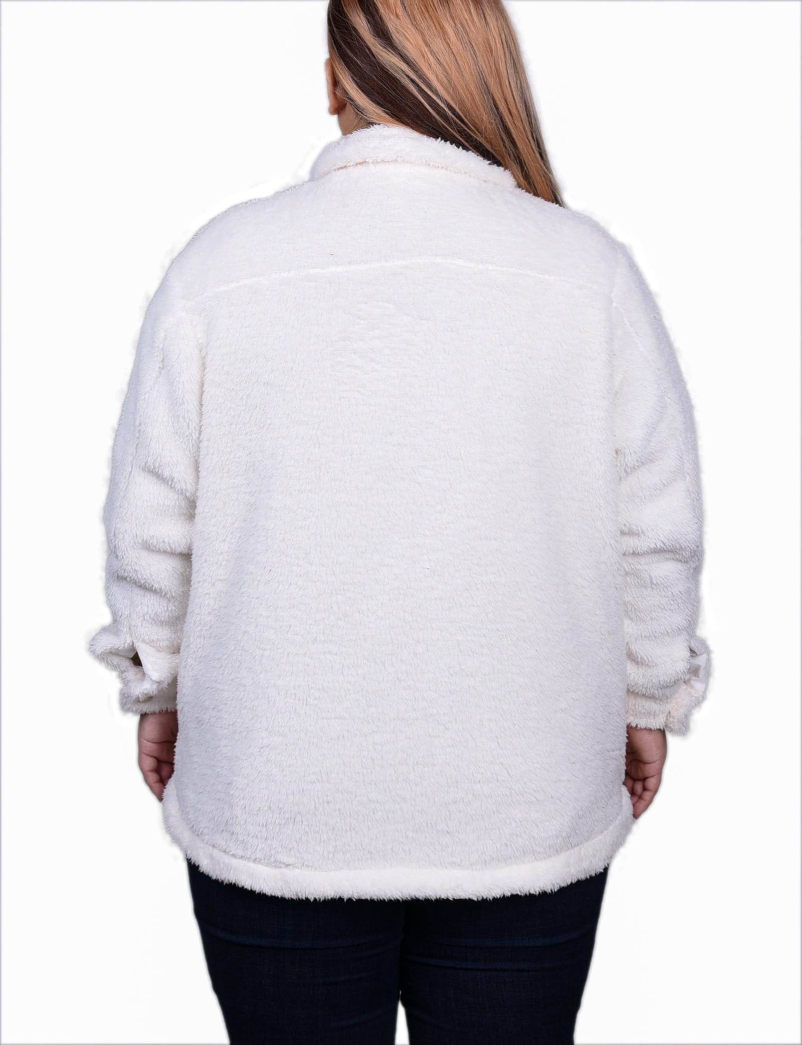 Plus Size Long Sleeve Button Front Sherpa Jacket thumbnail 3