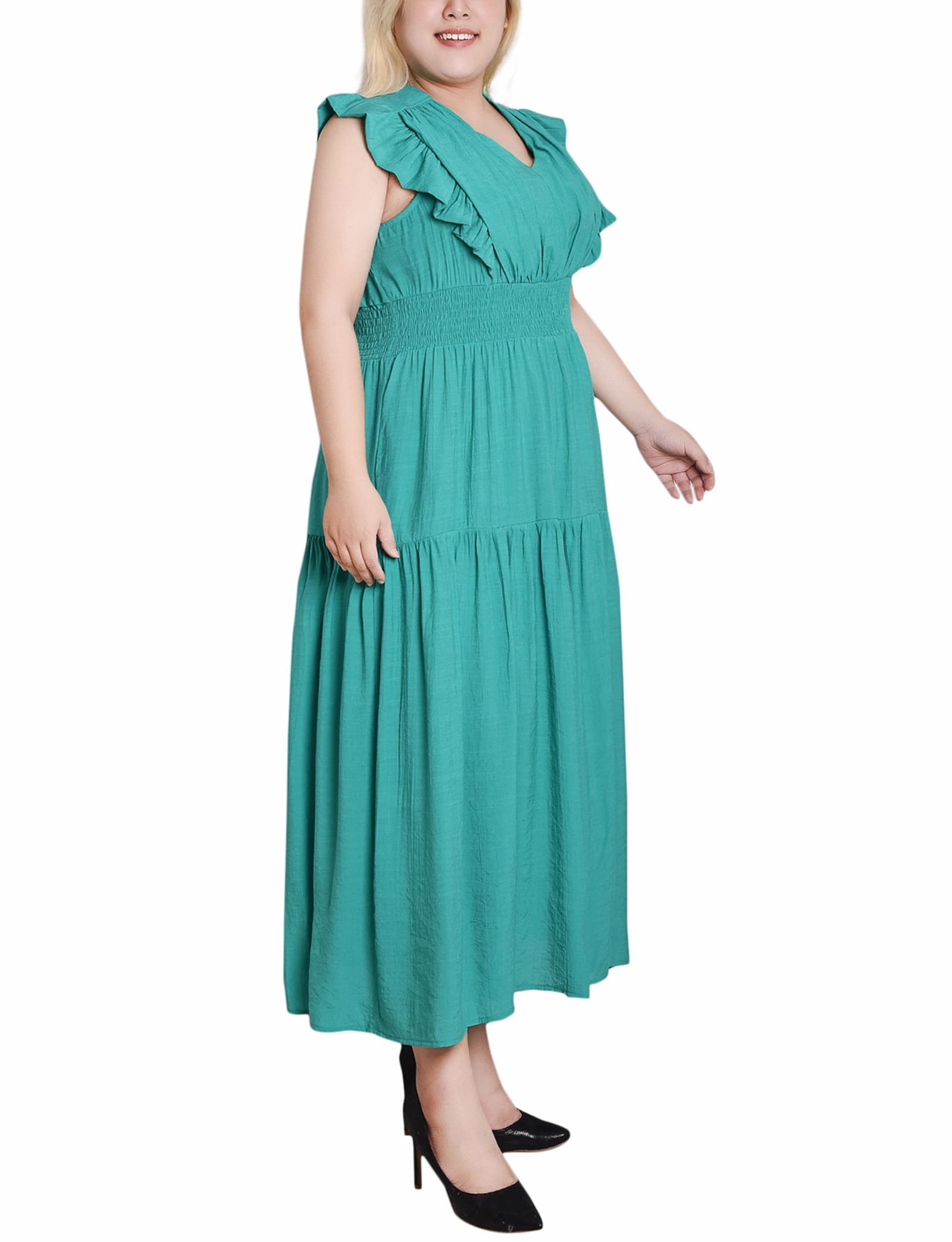 Plus Flutter Sleeve Midi Dress thumbnail 2