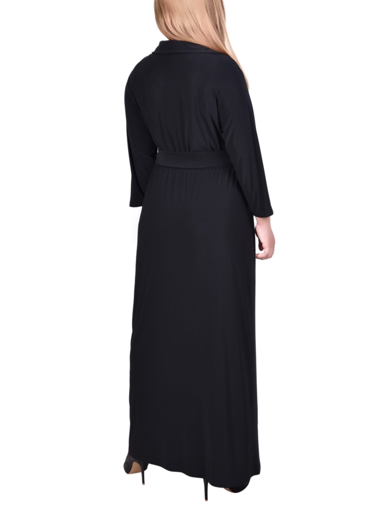 Plus Size 3/4 Sleeve Belted Maxi Dress thumbnail 3