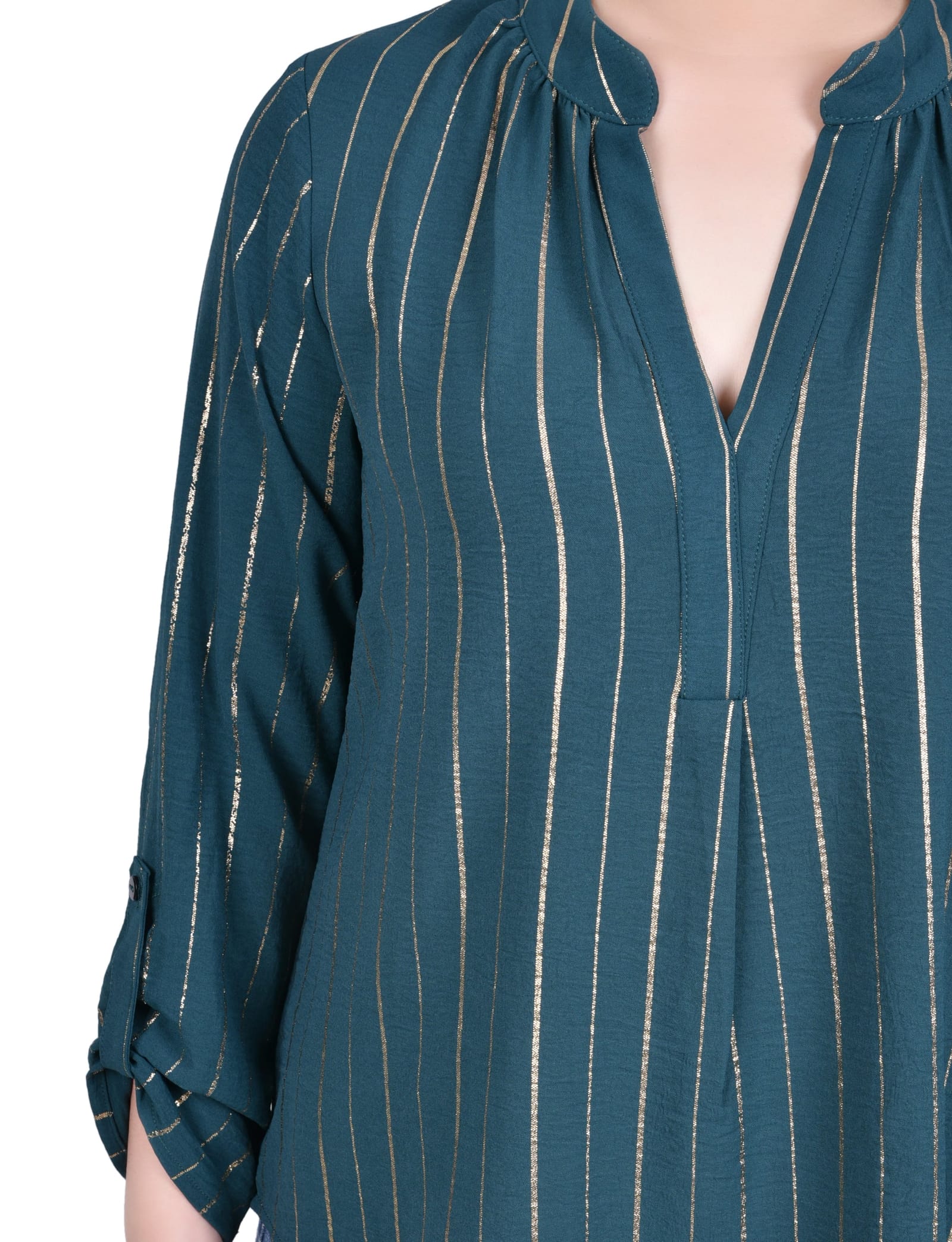 Petite Long Sleeve Foil Striped Blouse thumbnail 4