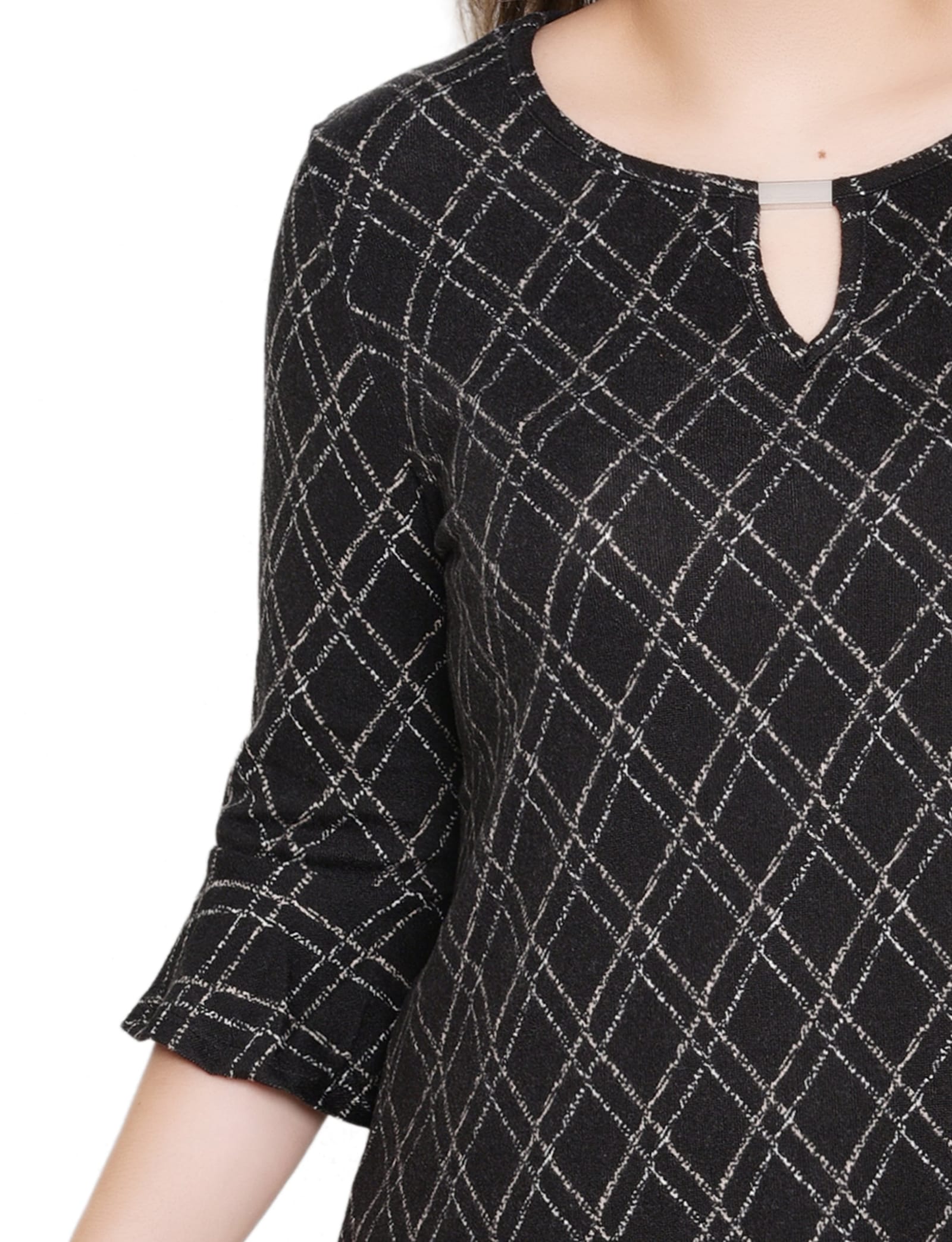 Petite 3/4 Bell Sleeve Top with Hardware thumbnail 4