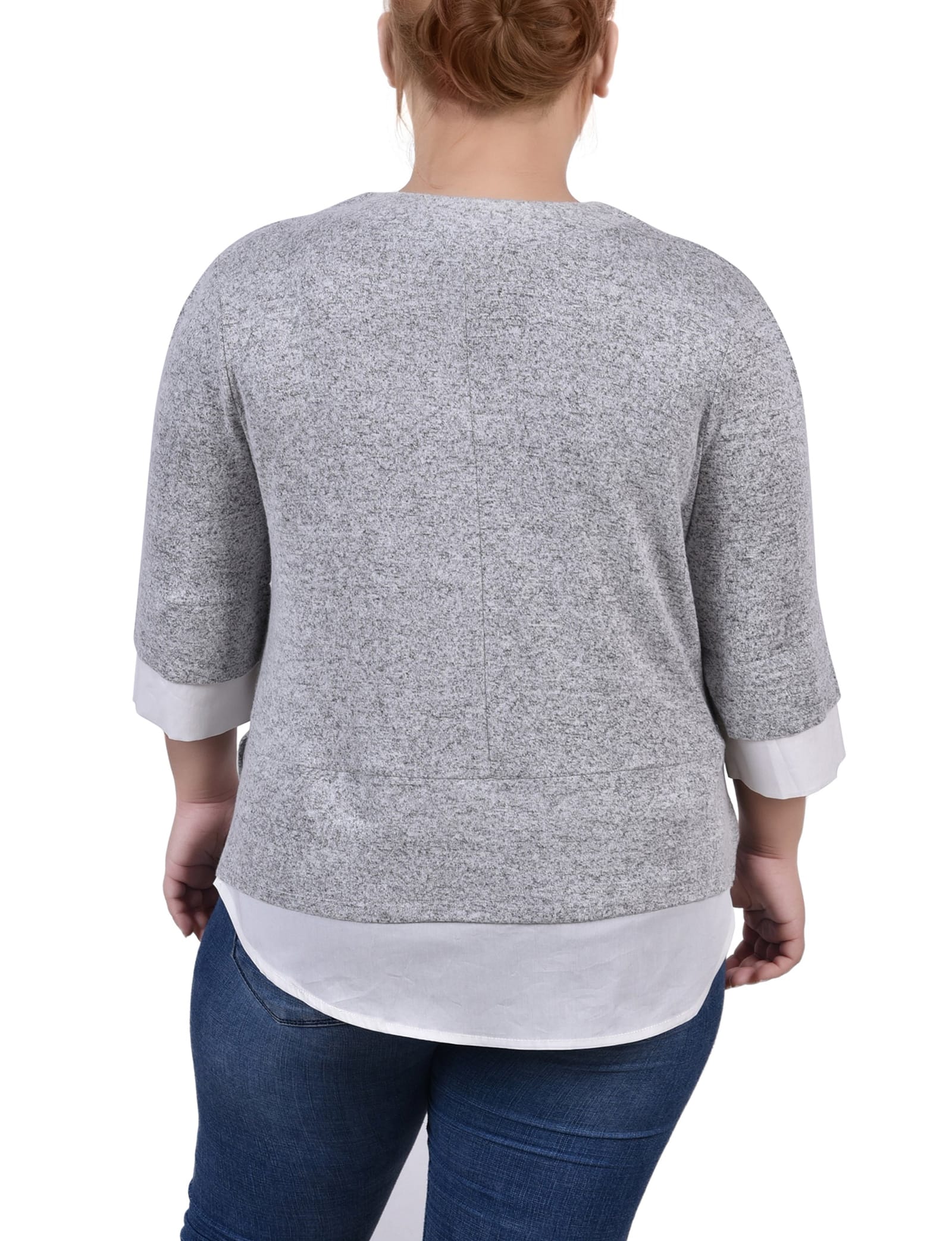 Plus Size Long Sleeve 2-in 1 Top thumbnail 2