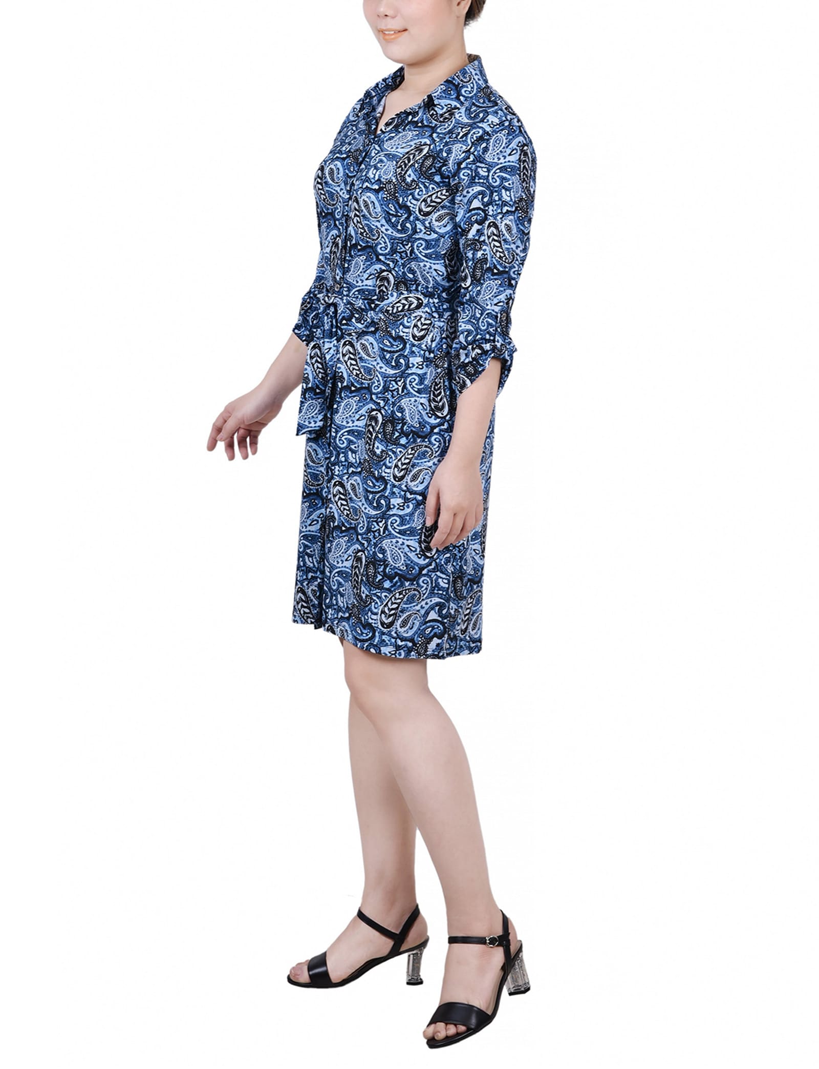 3/4 Roll Tab Sleeve Collared Dress thumbnail 2