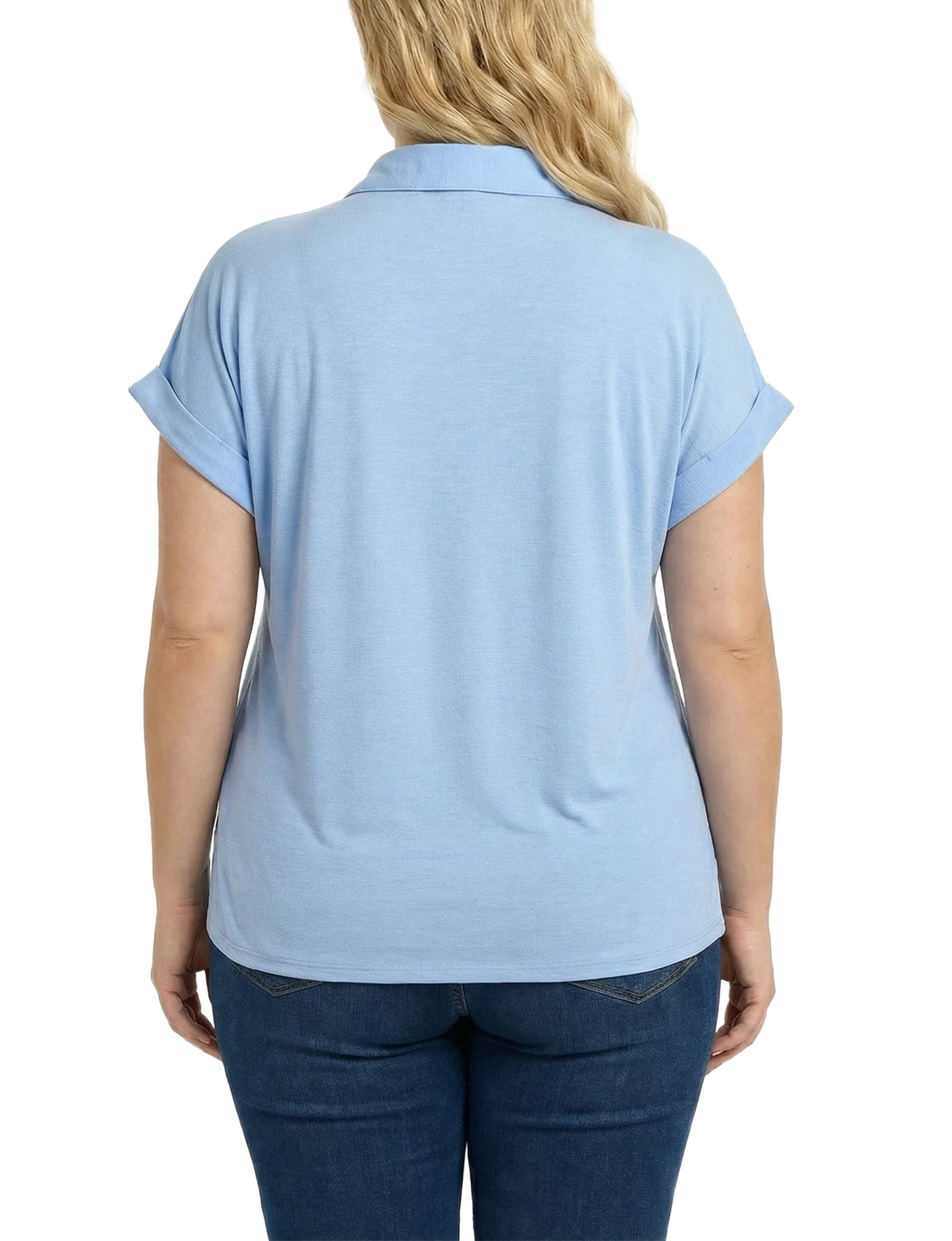 Plus Size Short Sleeve Roll Cuff Blouse thumbnail 3