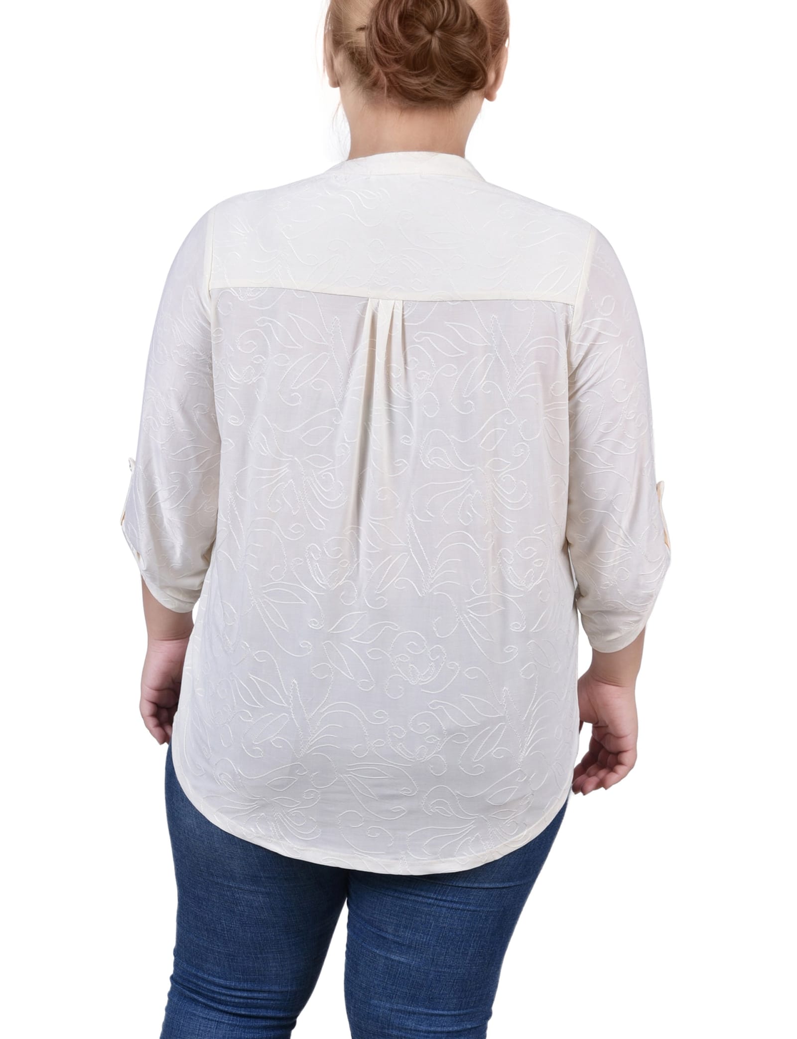 Plus Size 3/4 Roll Tab Pullover Top thumbnail 3