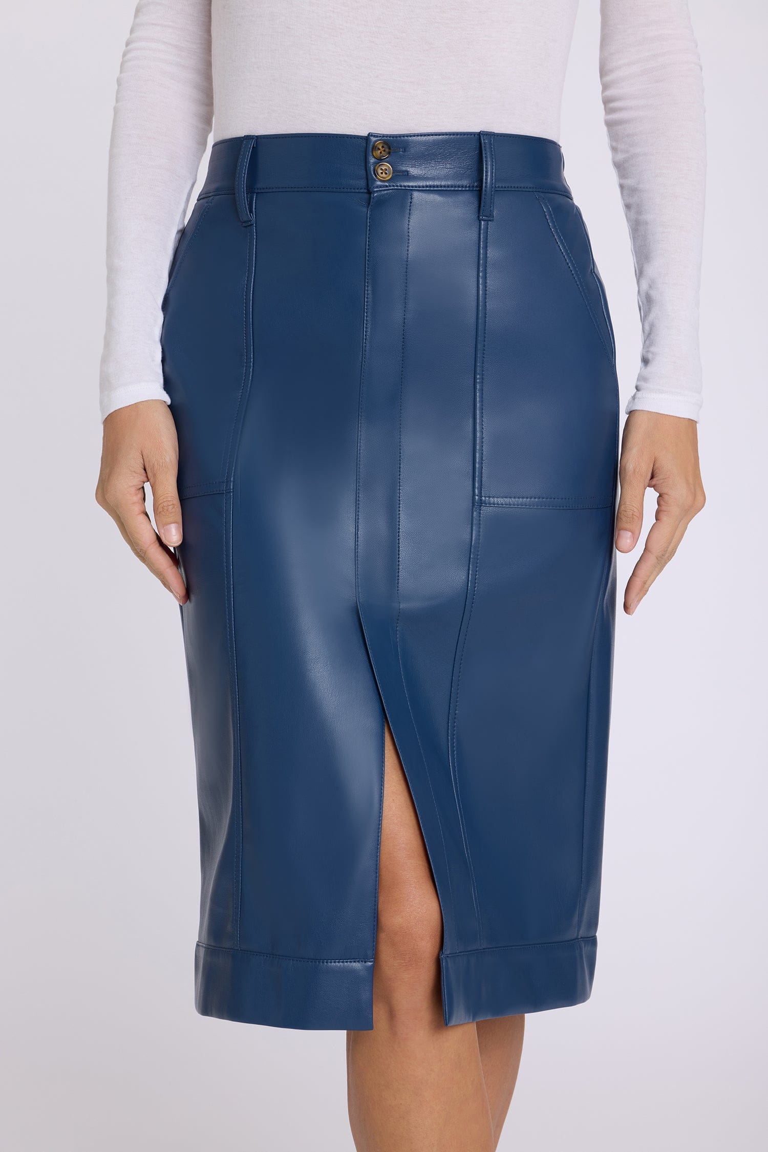 Vegan Stretch Leather Utility Skirt thumbnail 2