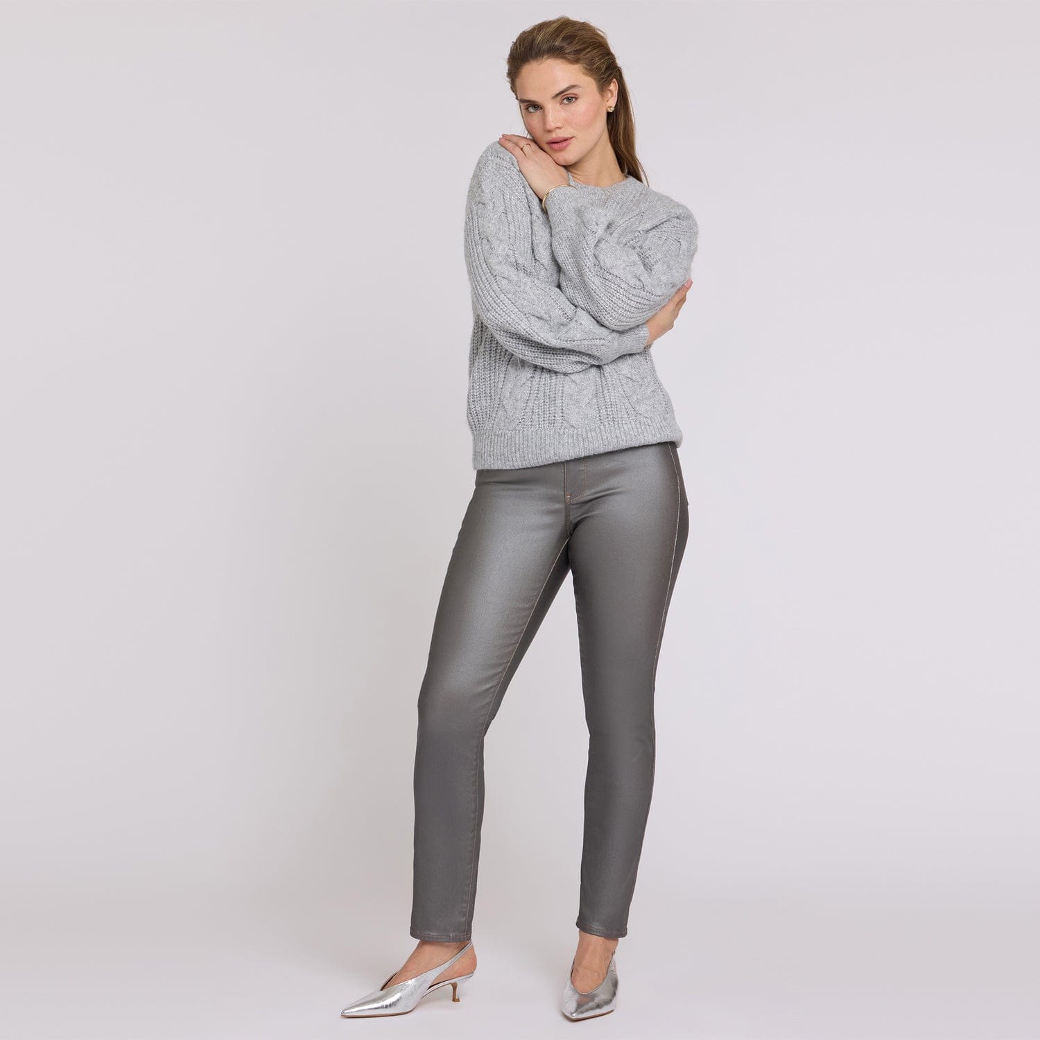 Coated Sheri Slim Straight Jeans in Petite thumbnail 6