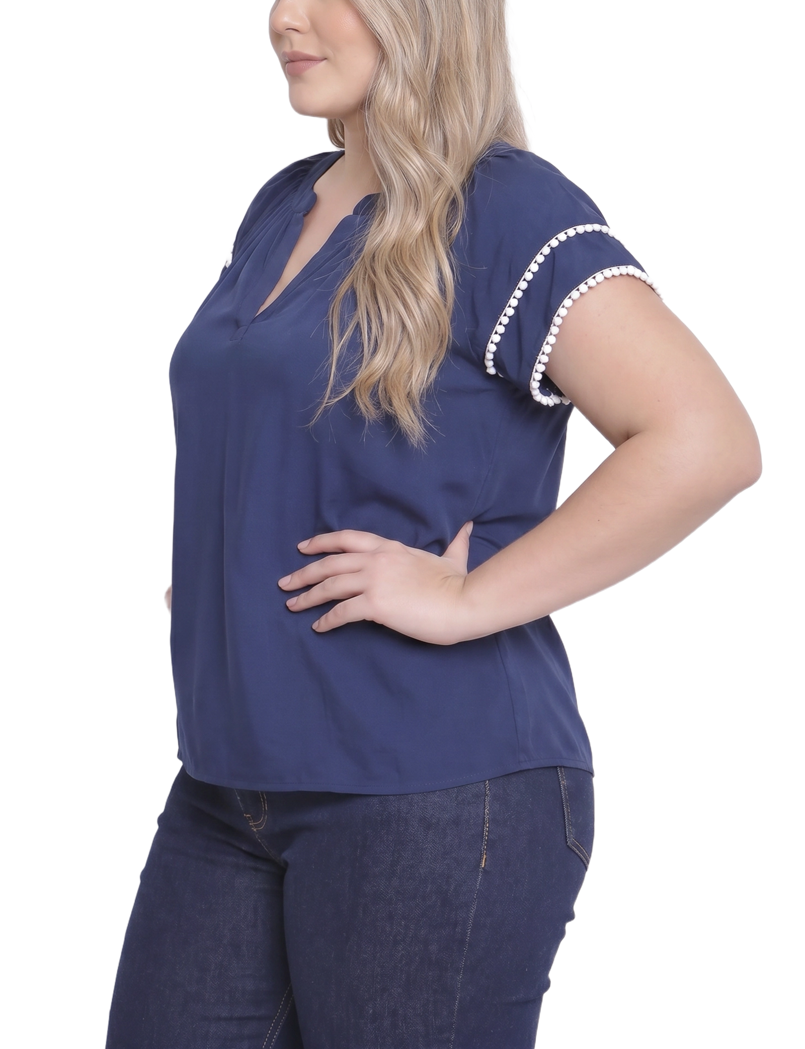 Plus Size Double-Layer V-Neck Blouse thumbnail 2