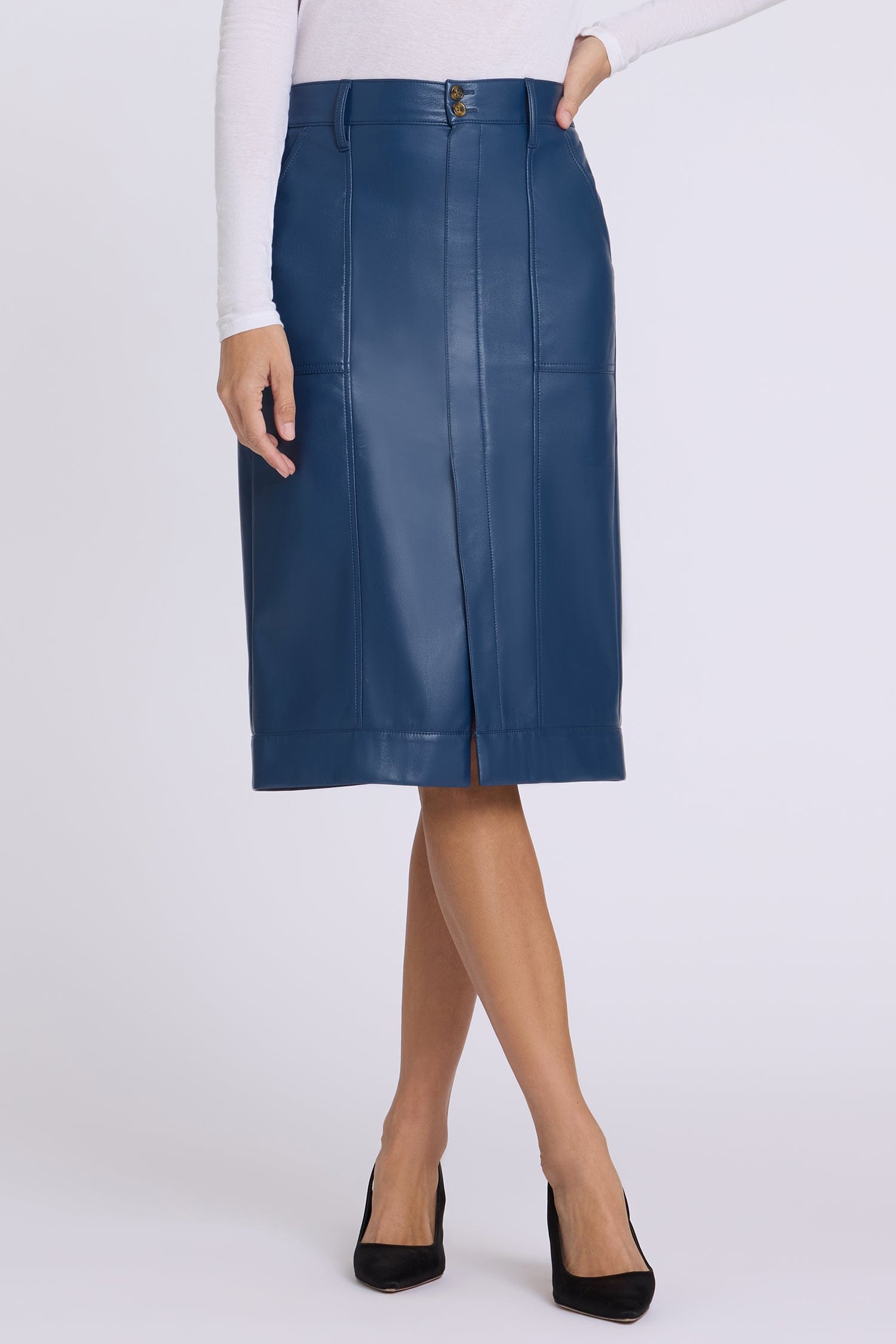 Vegan Stretch Leather Utility Skirt thumbnail 5