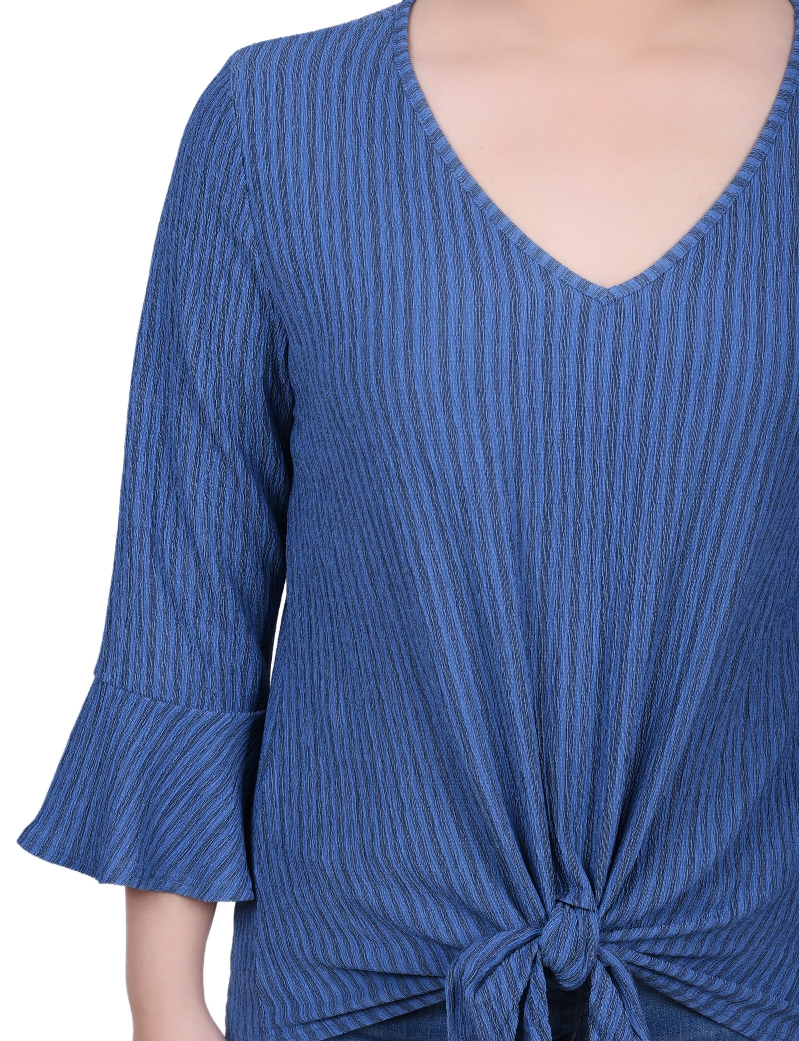Petite 3/4 Bell Sleeve Textured Knit Top thumbnail 3