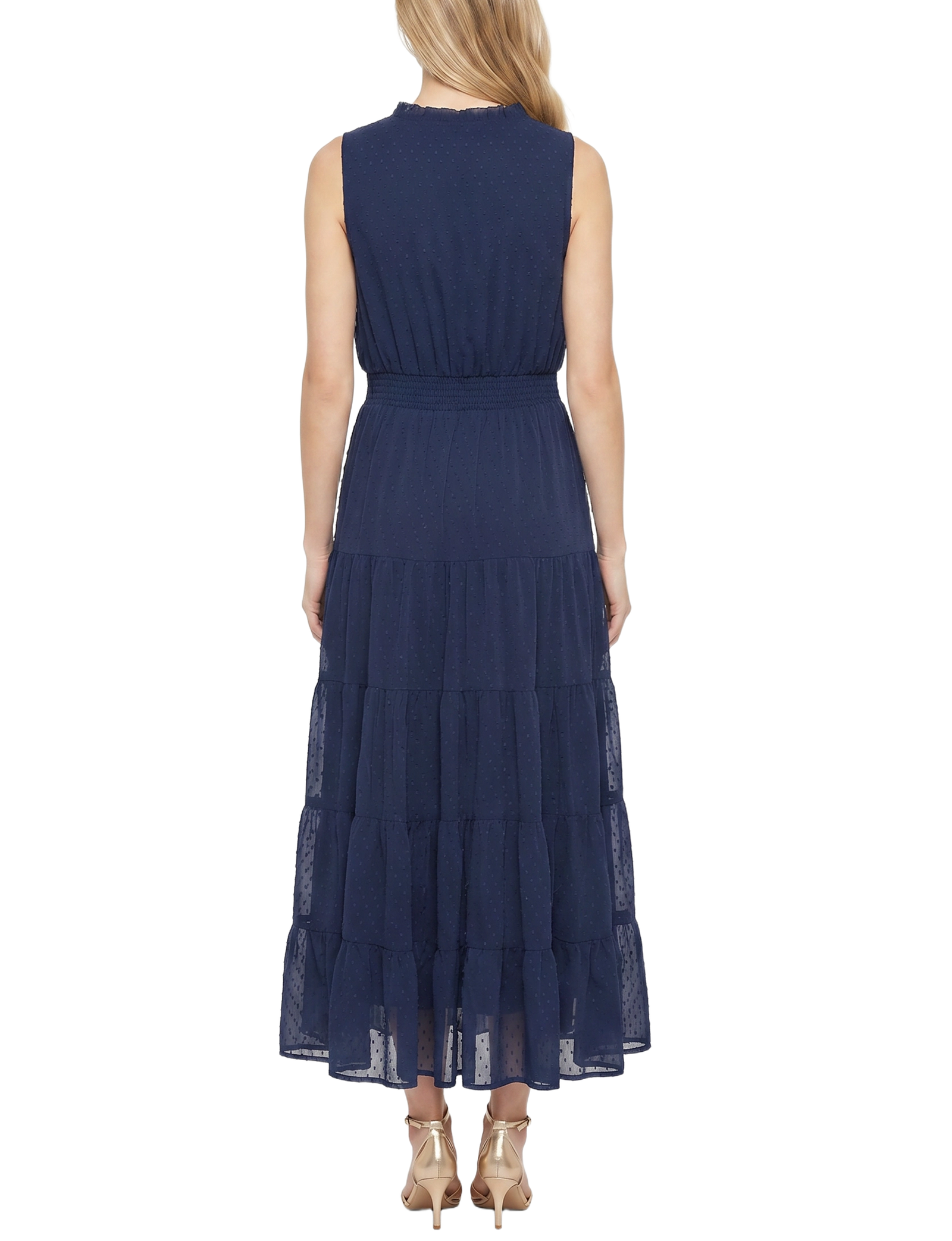 Sleeveless Tiered Swiss Dot Maxi Dress thumbnail 4