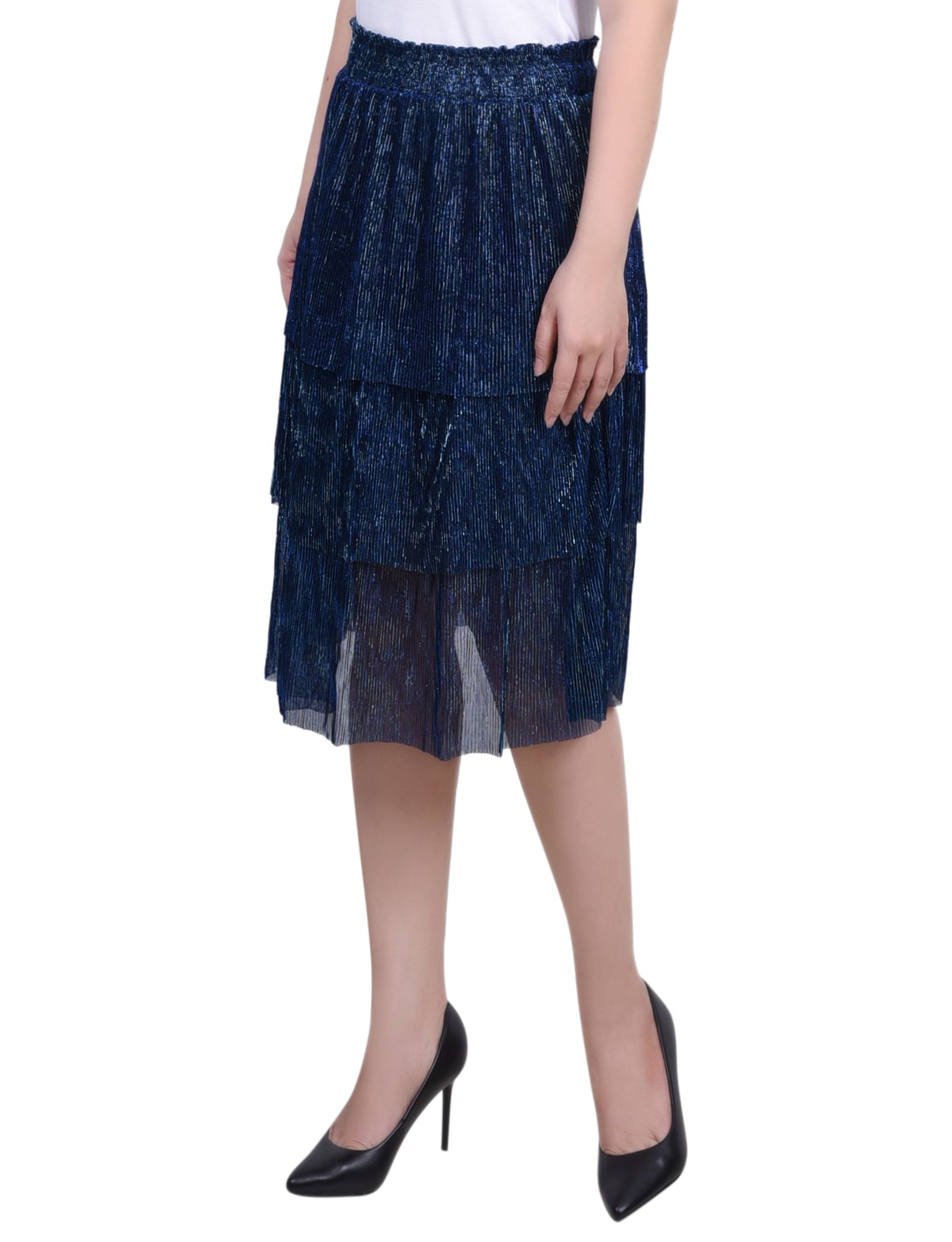 Petite Tiered Mesh Plisse Skirt thumbnail 2