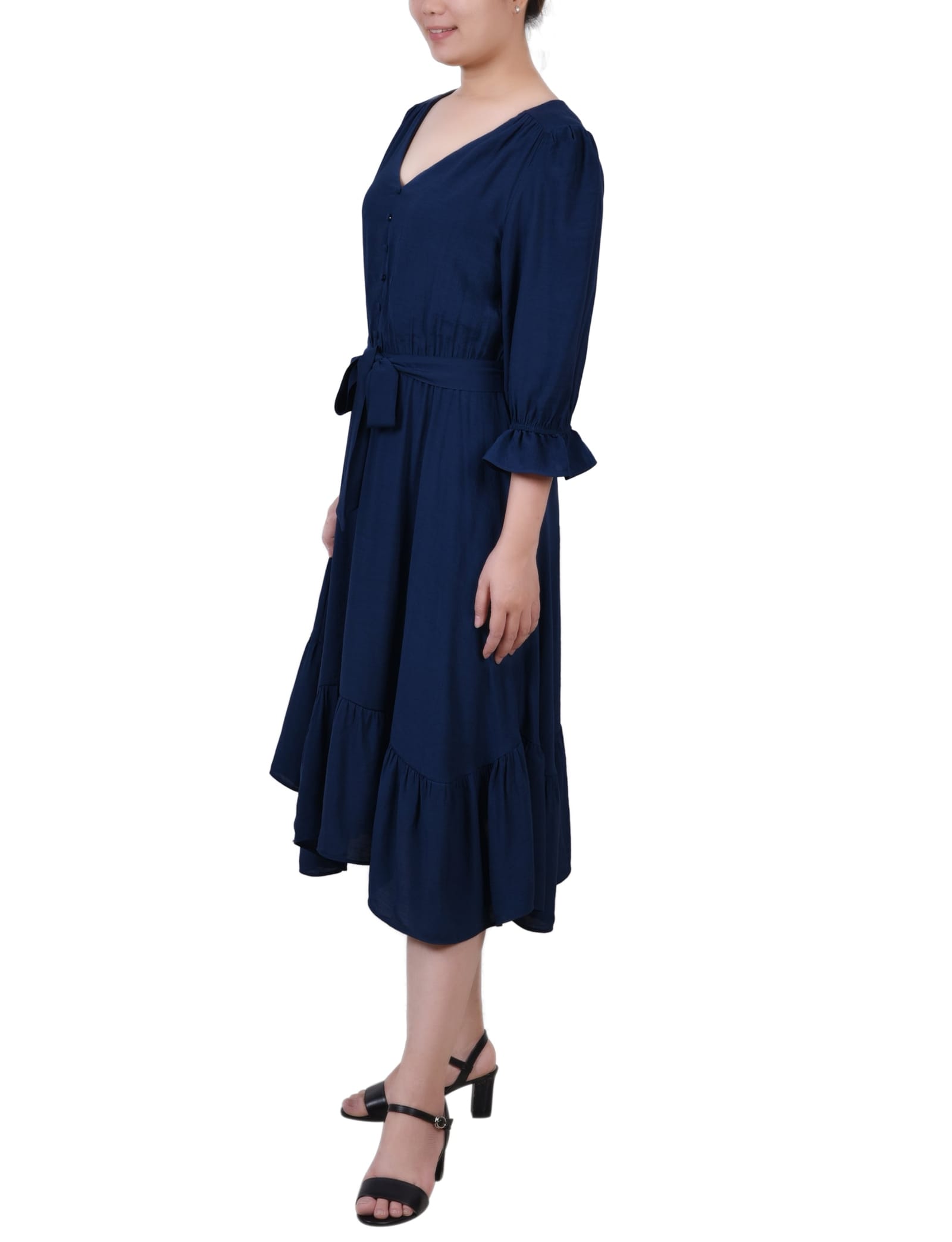 3/4 Sleeve Flounced Dress thumbnail 2