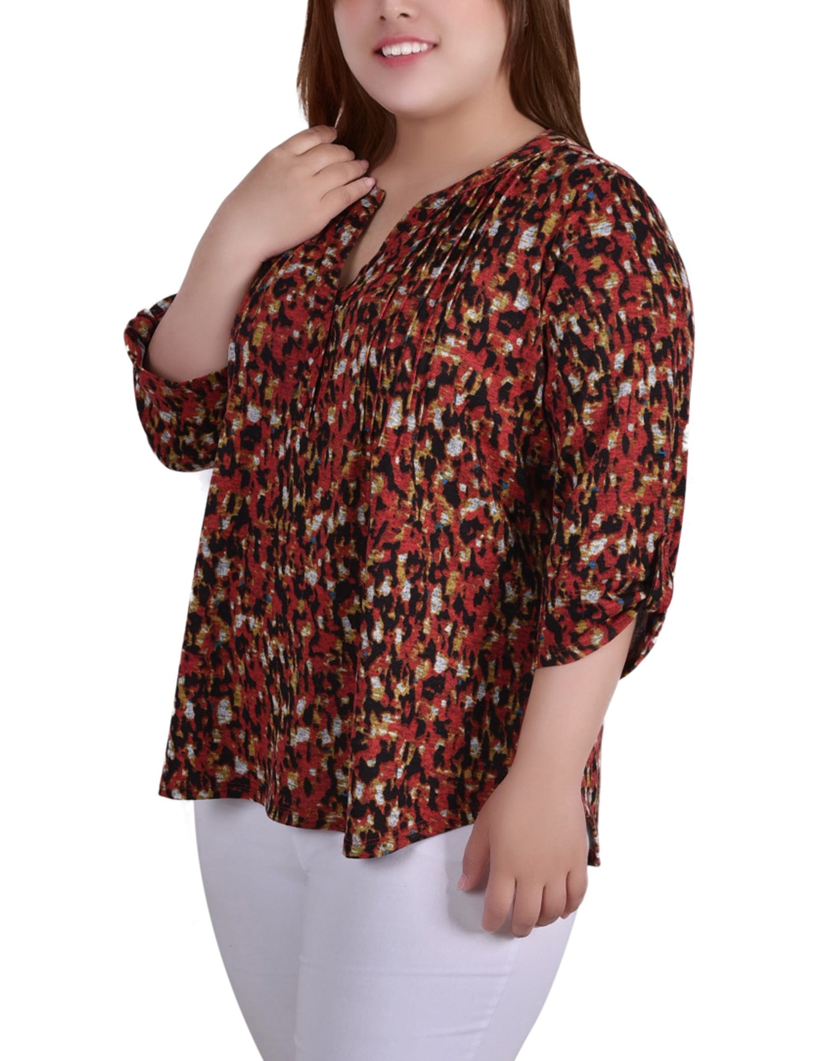 Plus Size 3/4 Roll Sleeve Top thumbnail 2