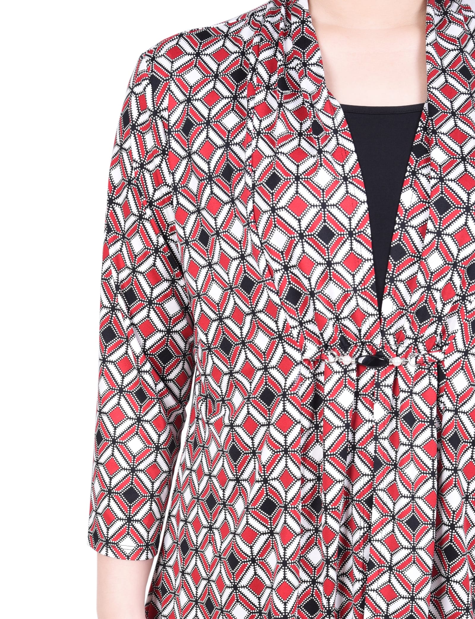 Petite Puff Print 3/4 Sleeve Two-Fer Top thumbnail 4