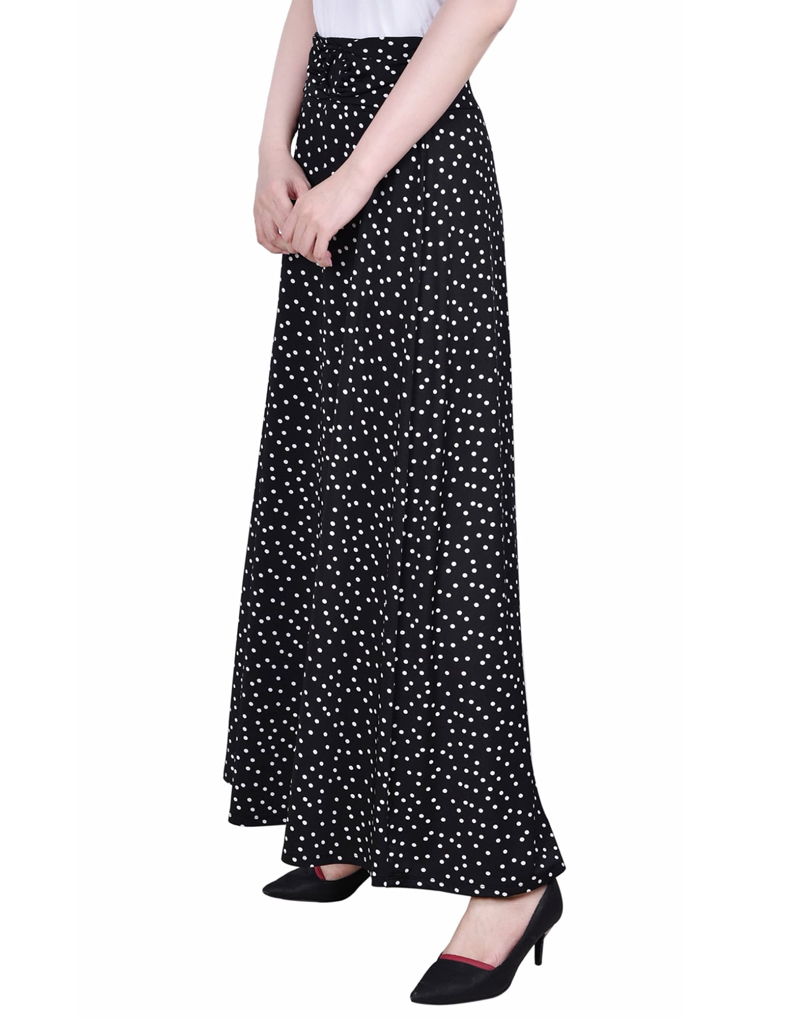 Petite Maxi a-Line Skirt with Front Faux Belt with Ring Detail thumbnail 2