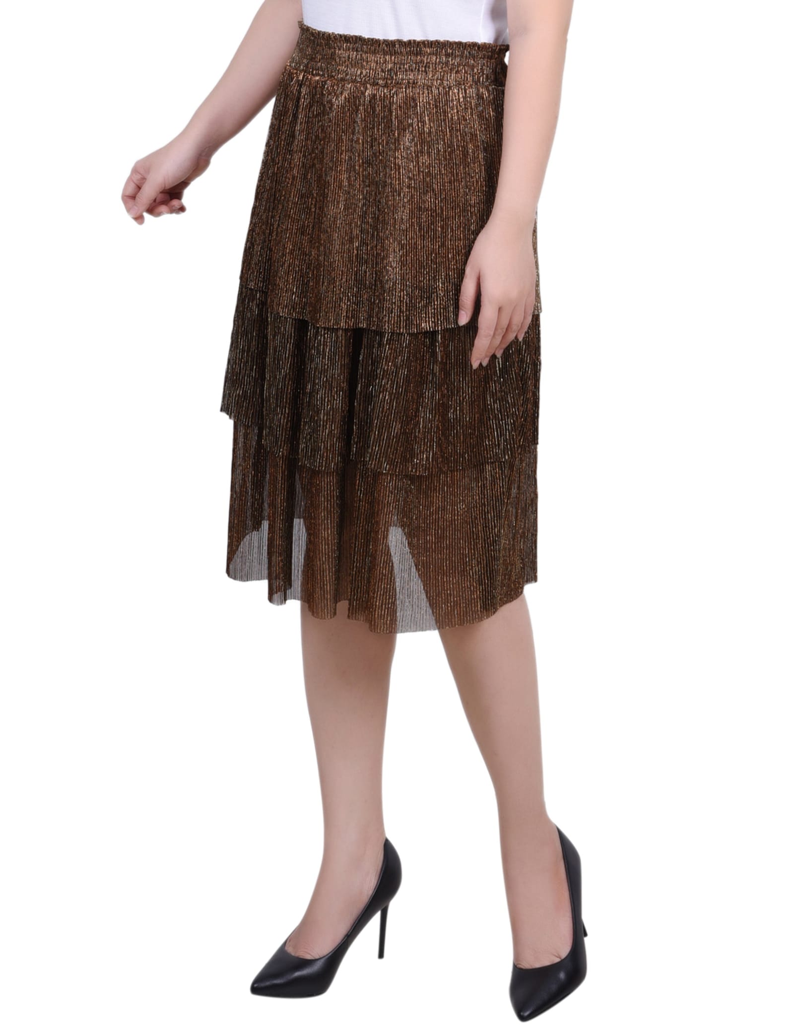 Petite Tiered Mesh Plisse Skirt thumbnail 2