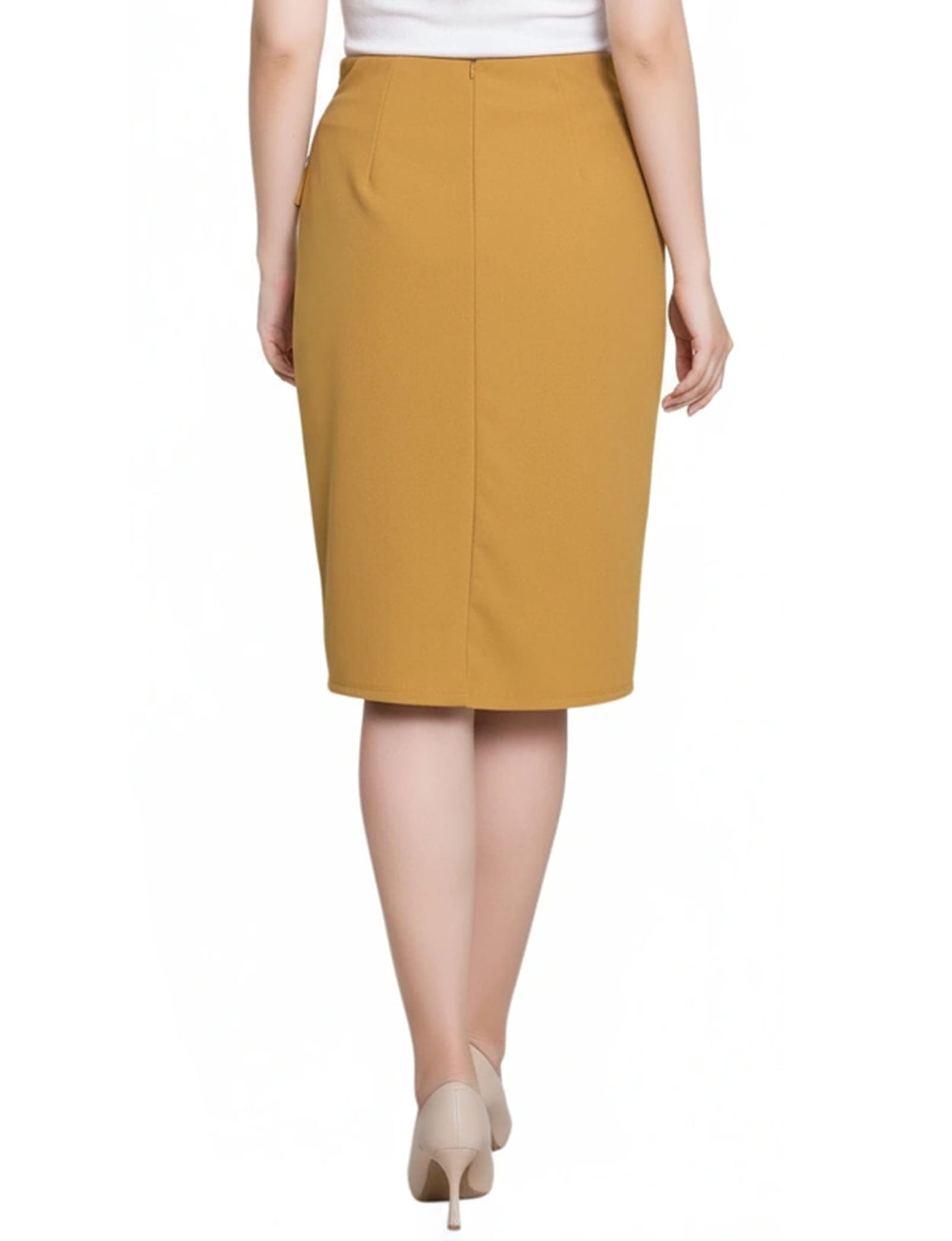 Petite Slim Belted Scuba Crepe Skirt thumbnail 4