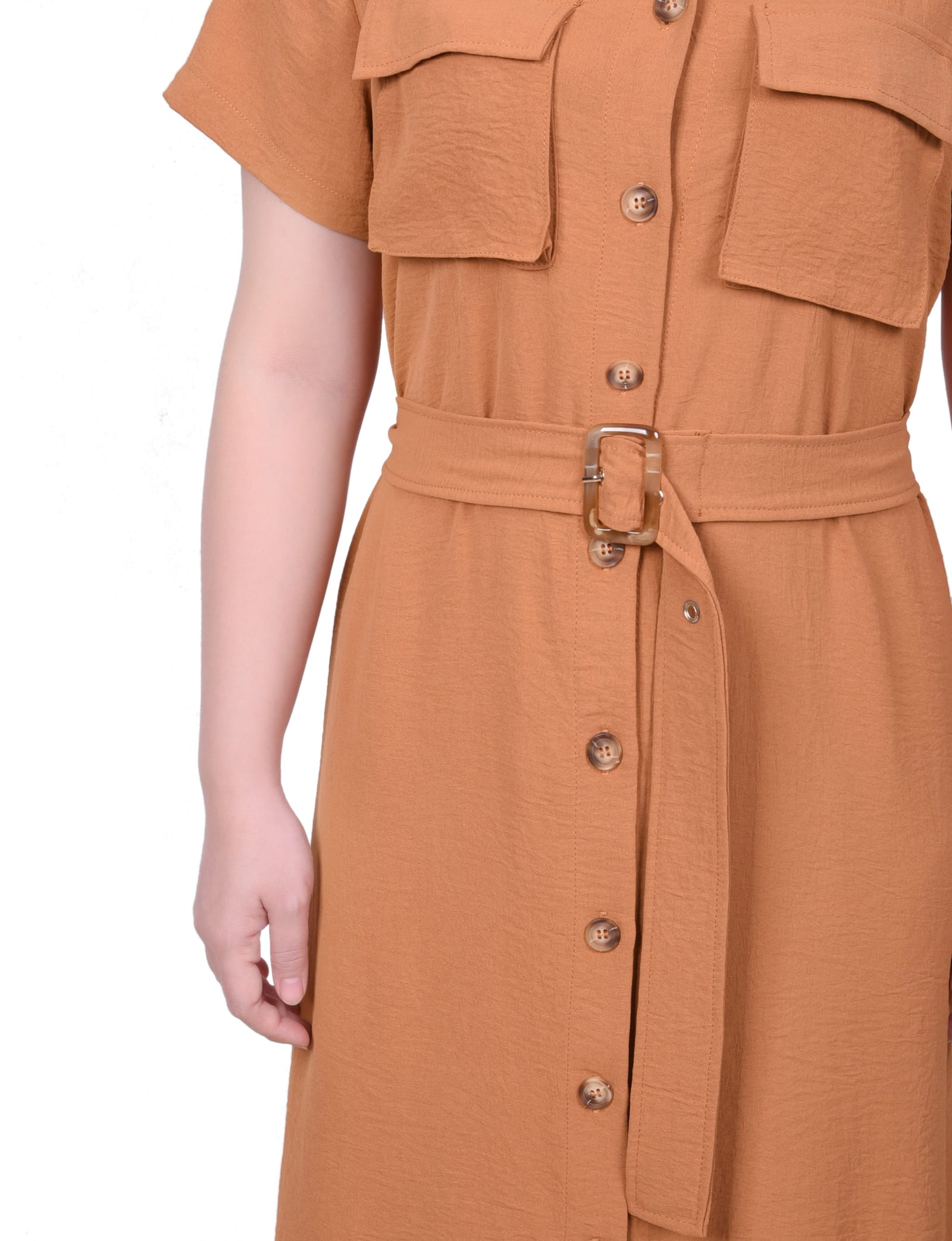 Petite Short Sleeve Belted Shirtdress thumbnail 4
