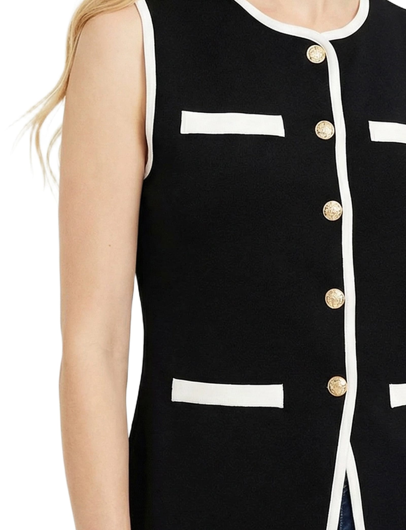 Petite Sleeveless Contrast-Edged Vest thumbnail 2