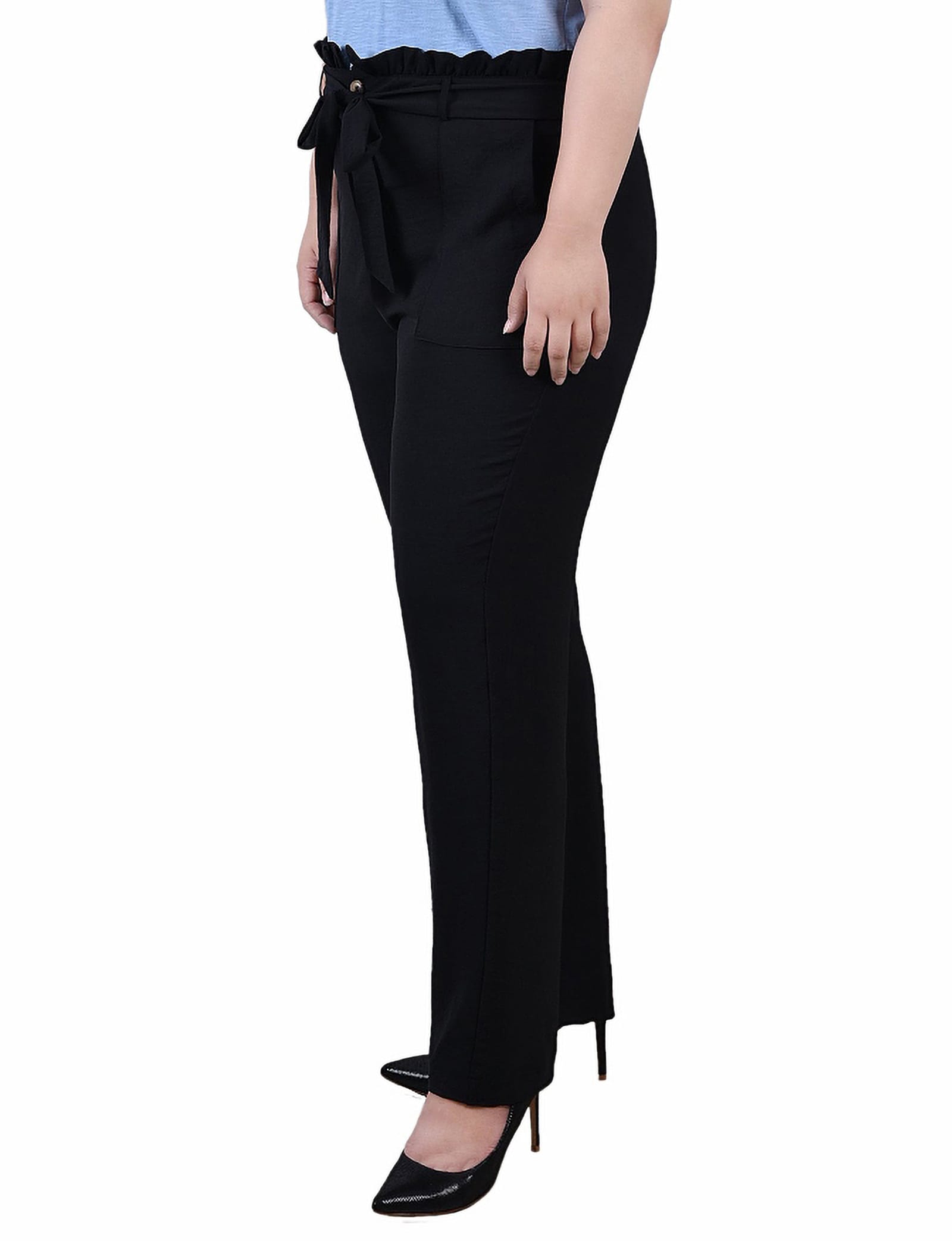 Plus Size Full Length Paper Bag Waist Pants thumbnail 2