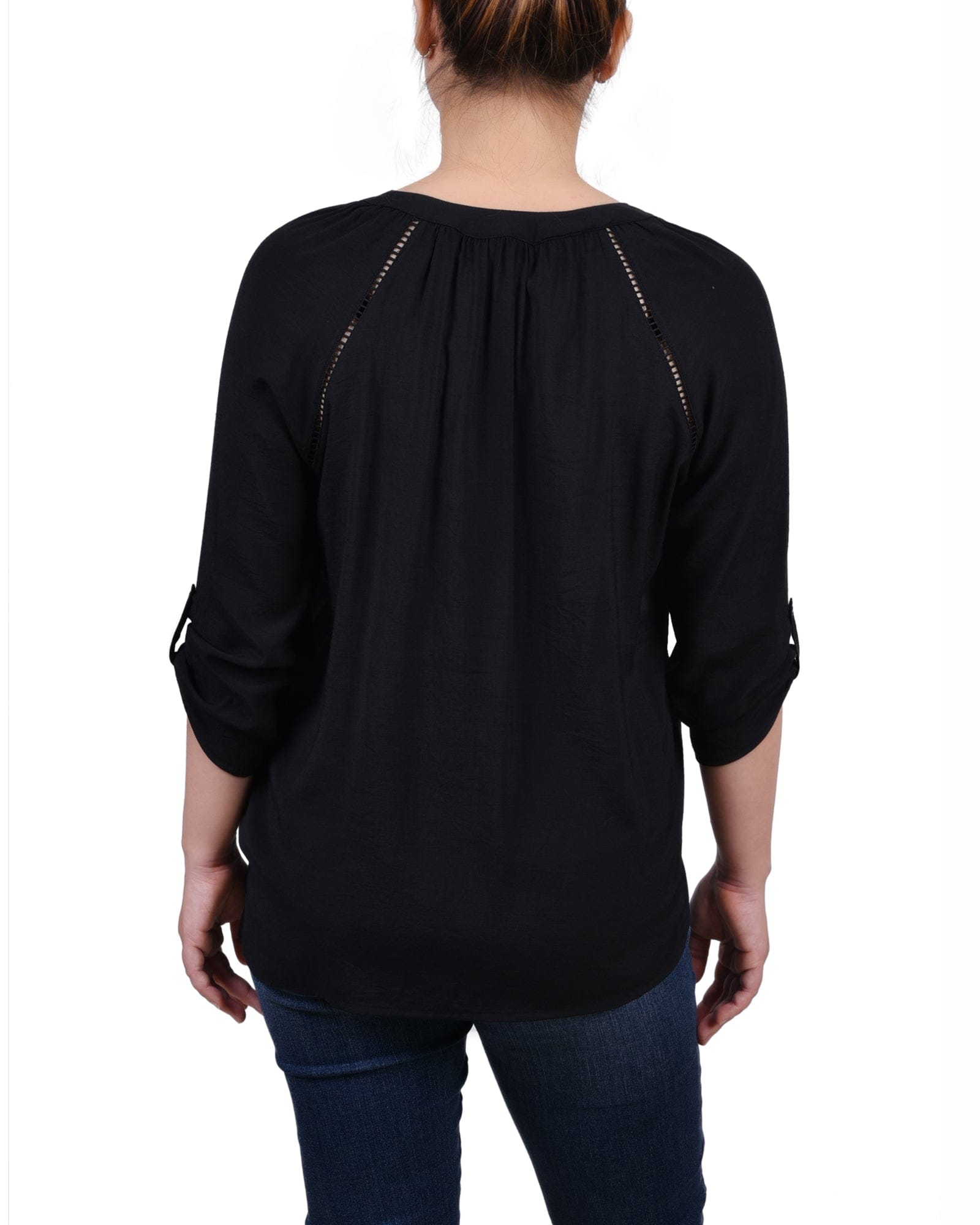 Petite Raglan Sleeve Split-Neck Blouse thumbnail 3