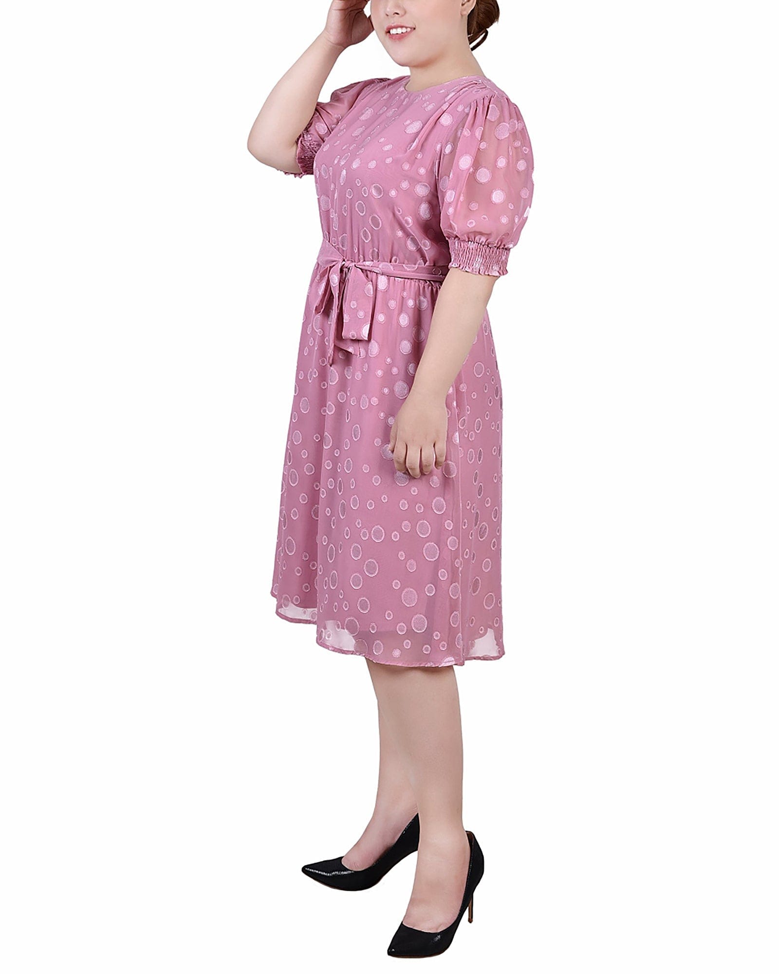 Plus Size Elbow Sleeve Swiss Dot Dress thumbnail 2