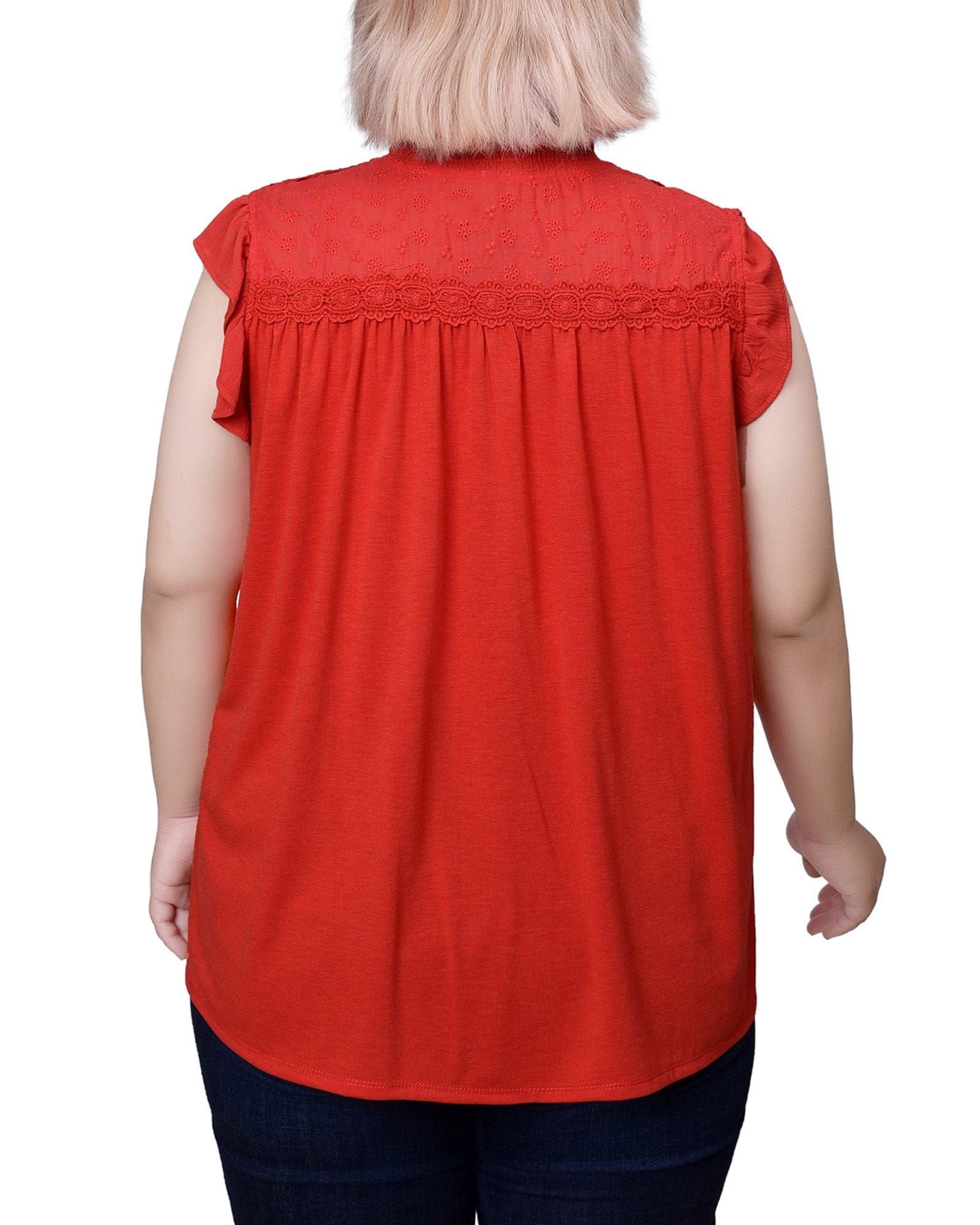Plus Size Short Flutter Sleeve Crepon Blouse thumbnail 3