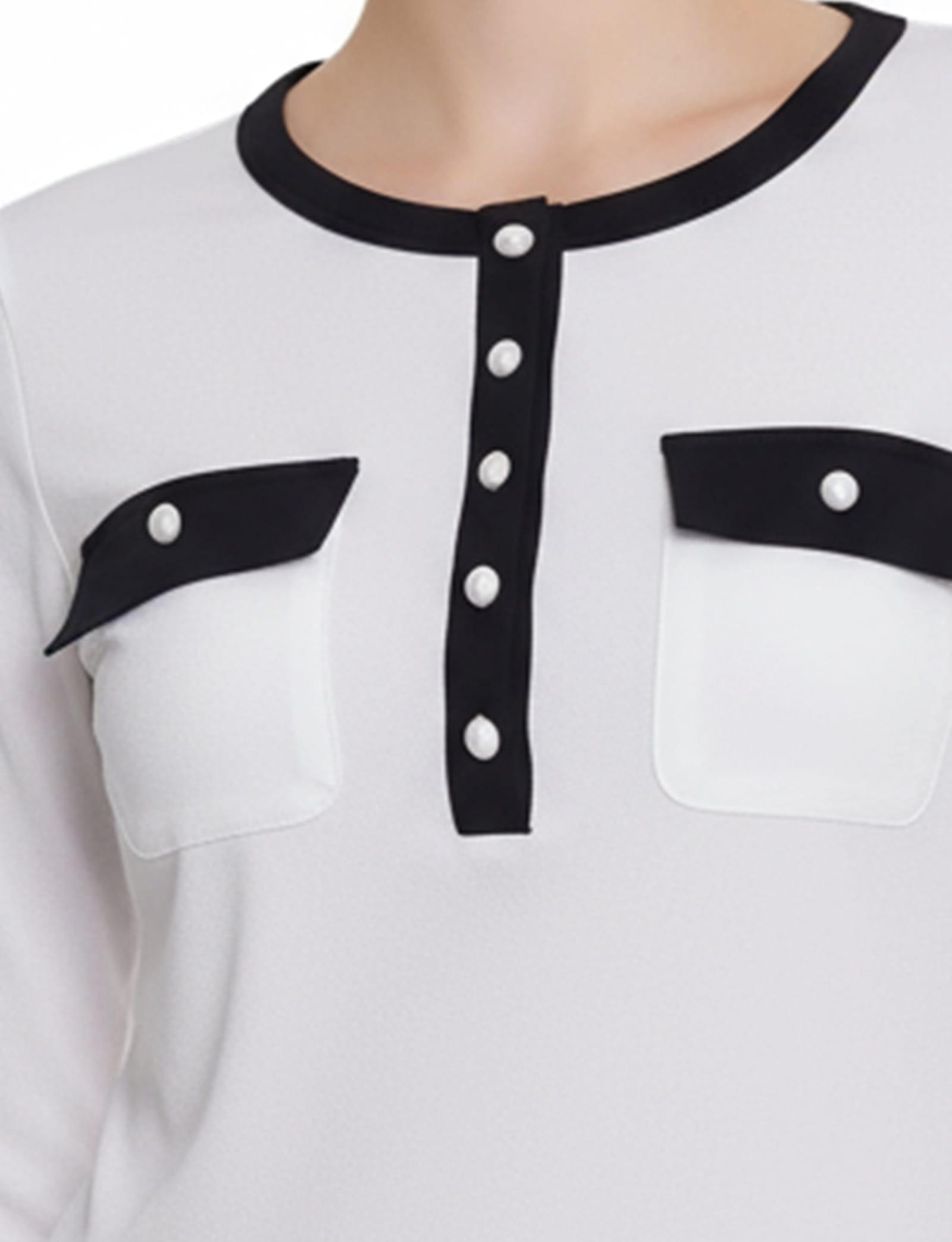 Petite Long Sleeve Contrast Detail Top thumbnail 2