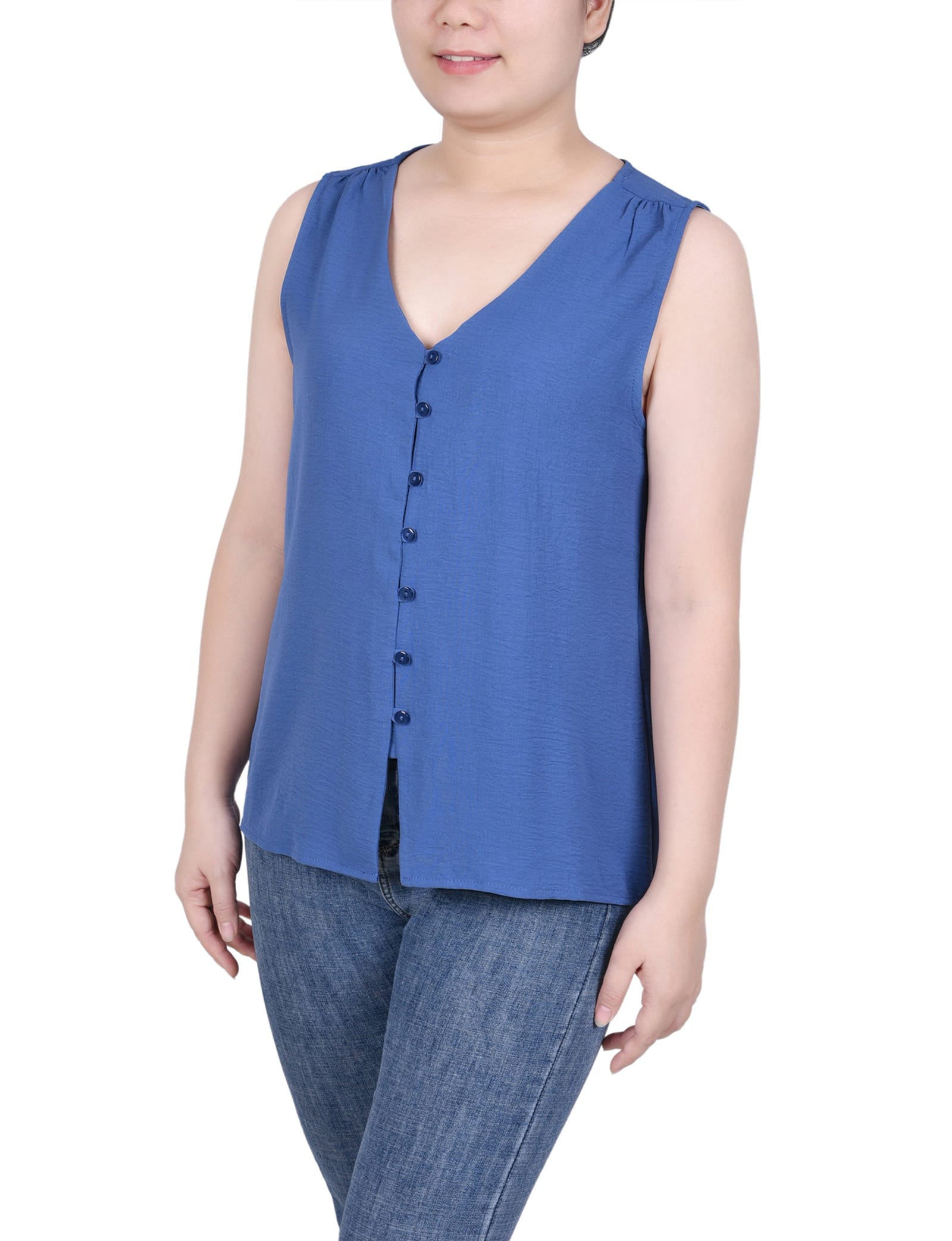 Petite Sleeveless Button Front Blouse thumbnail 2
