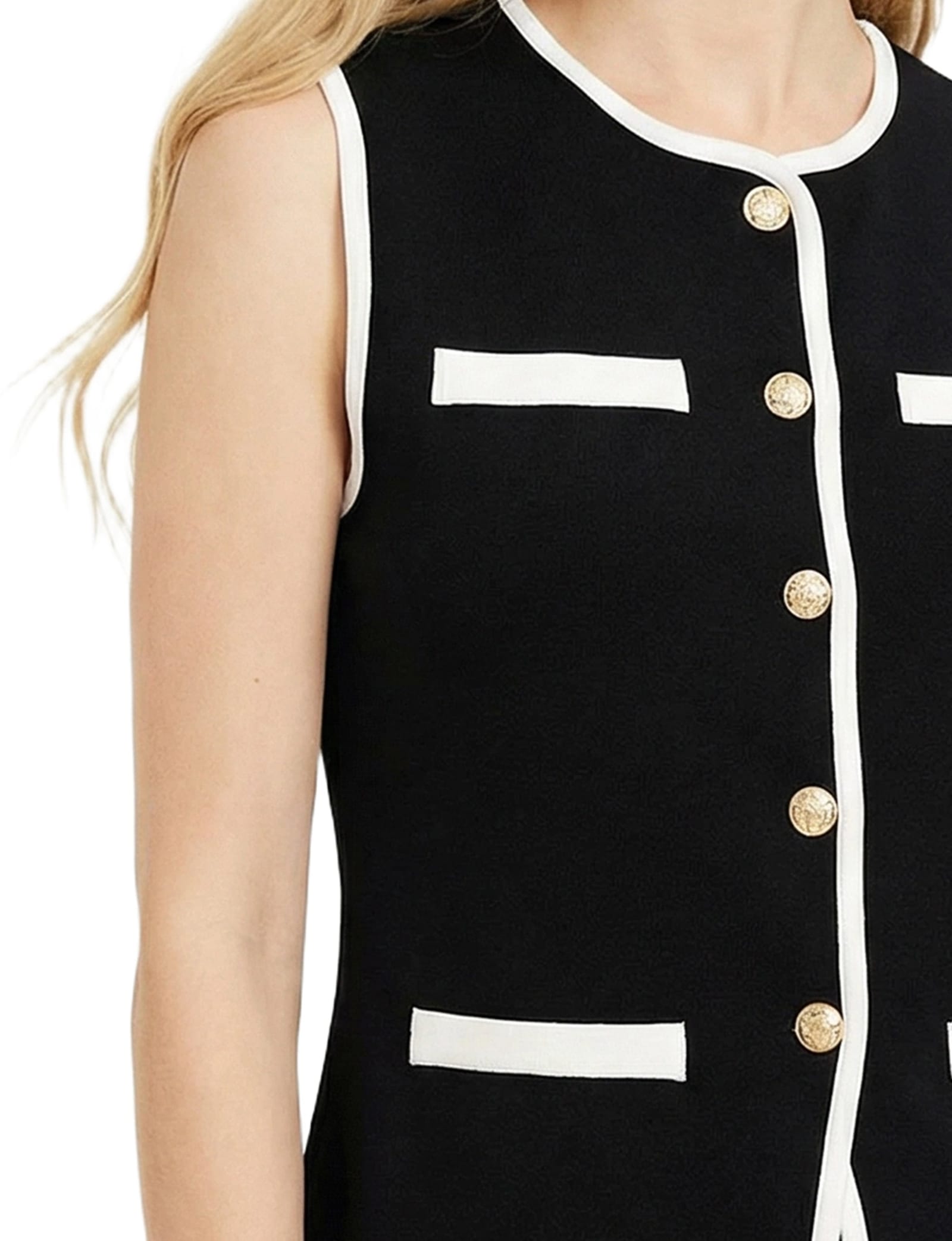 Sleeveless Contrast-Edged Vest thumbnail 2