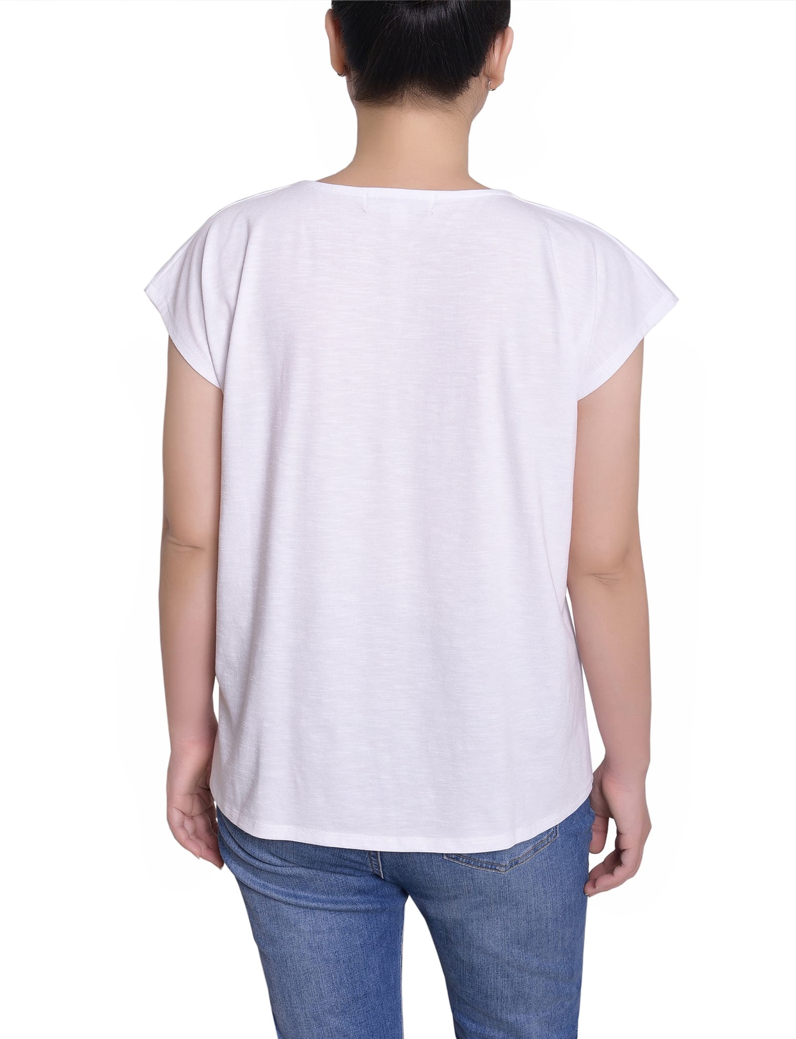 Petite Embroidered Yoke Extended Sleeve Top thumbnail 2