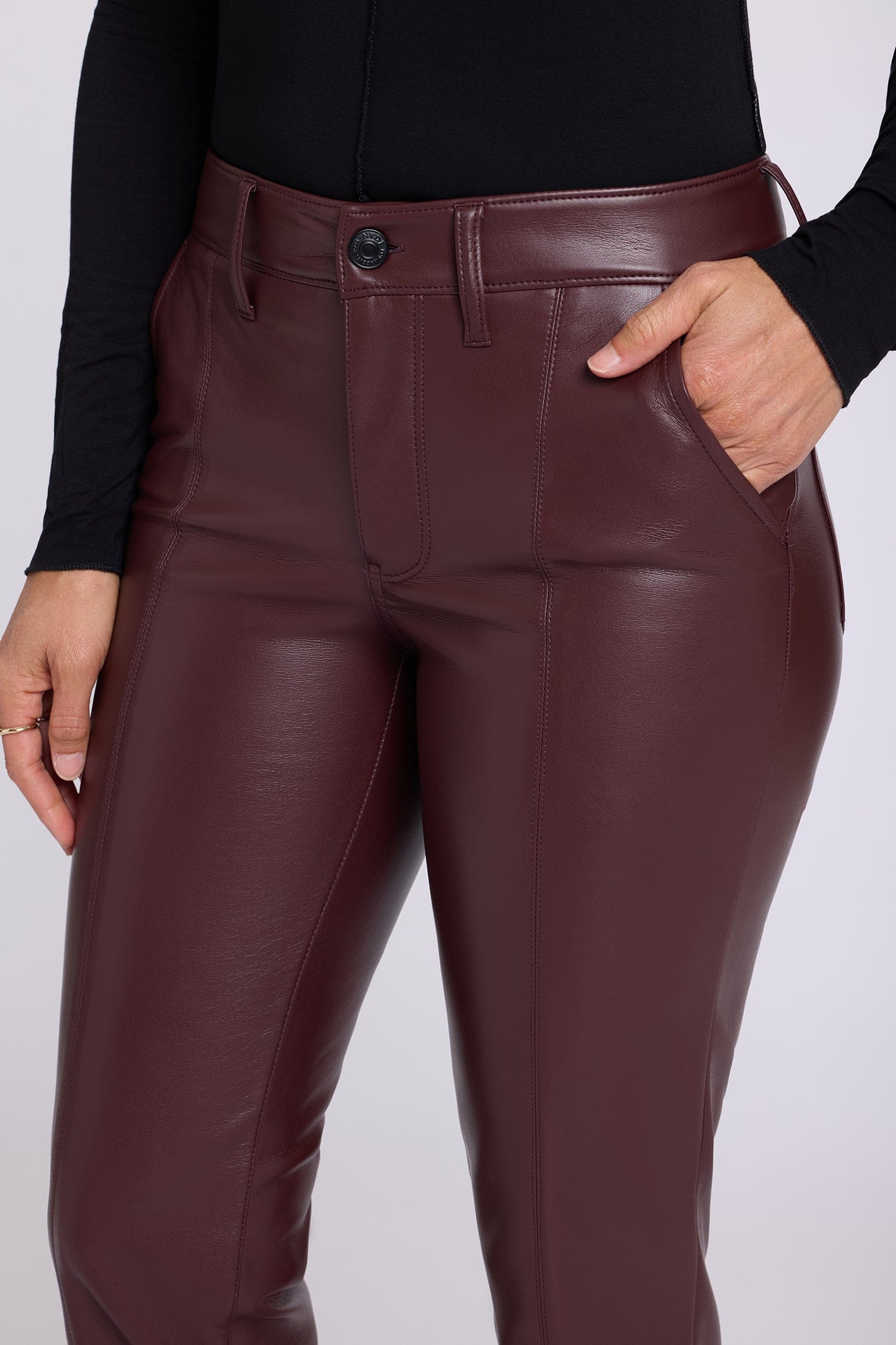Vegan Leather Marilyn Straight Pants with Band Hems thumbnail 5