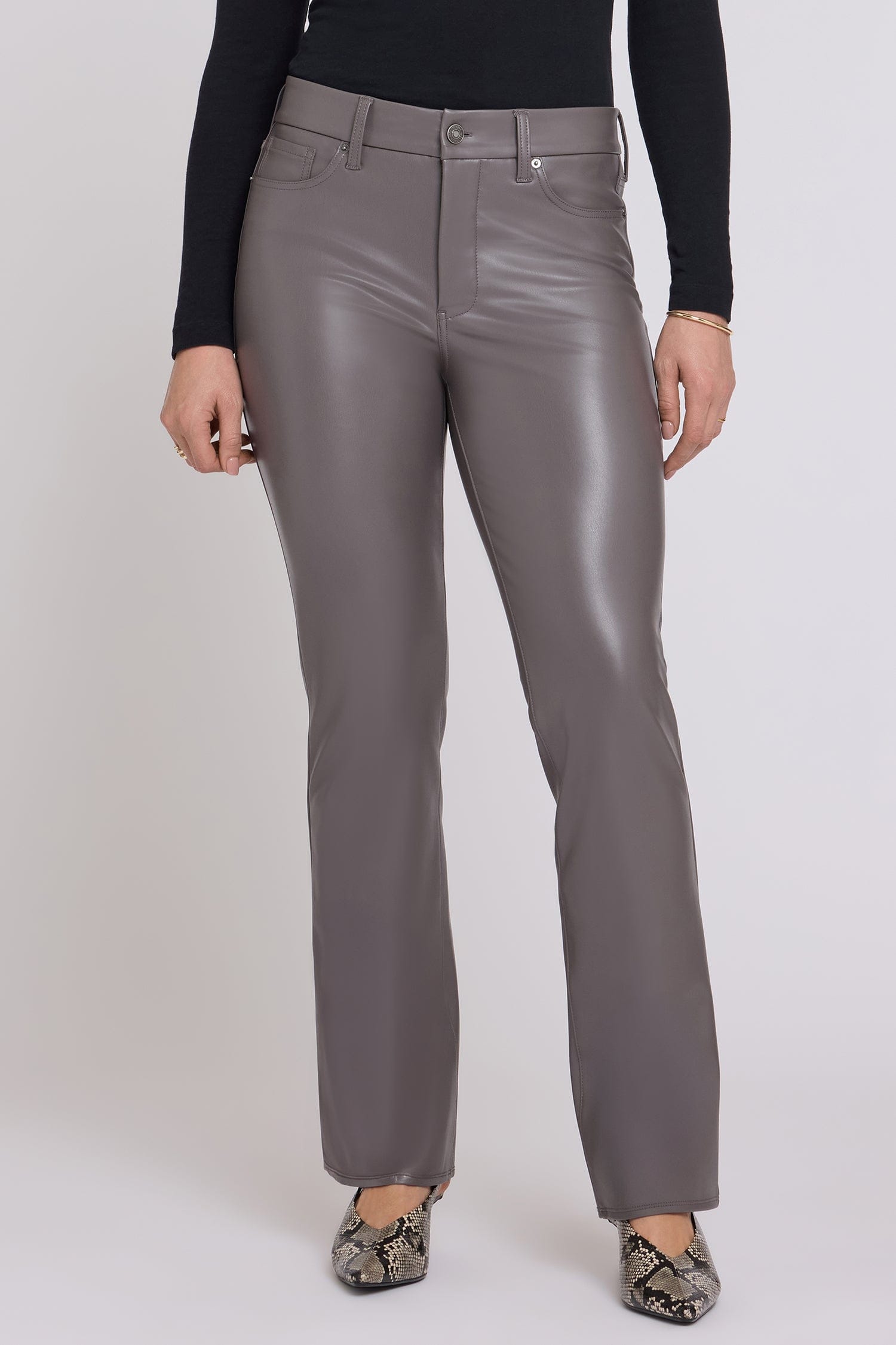 Faux Leather Marilyn Straight Pants in Petite thumbnail 4