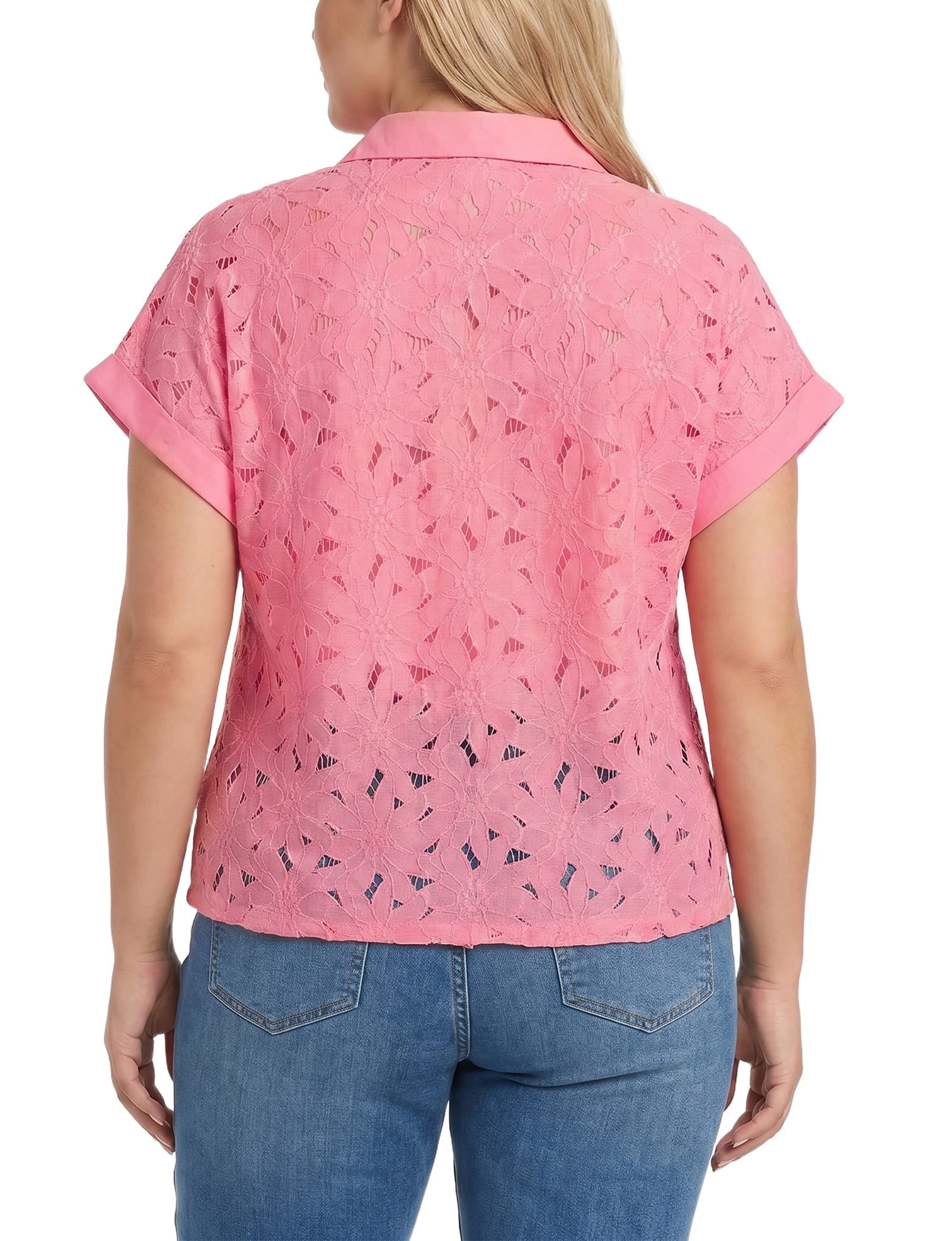 Plus Size Short Sleeve Eyelet Blouse thumbnail 3