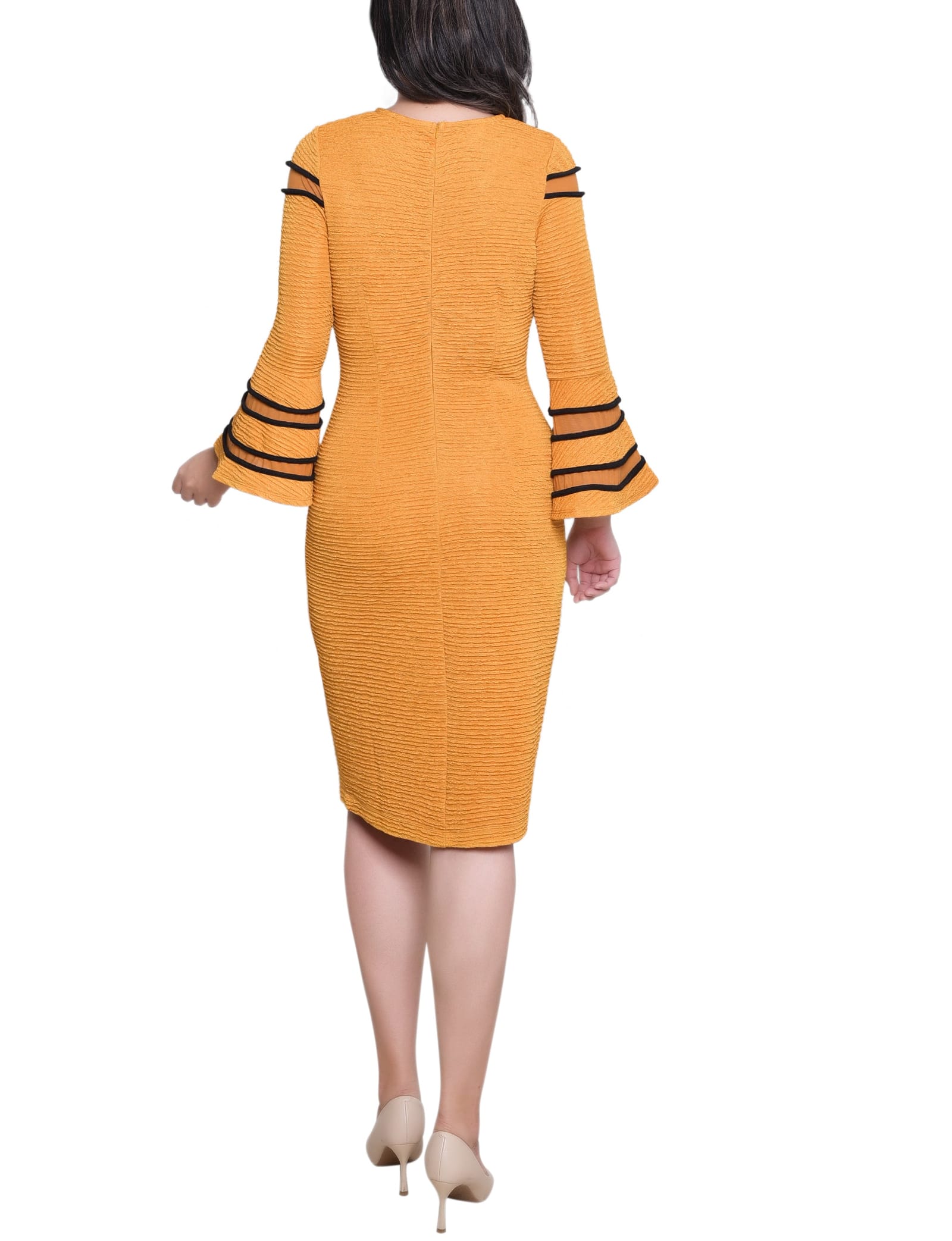 Long Bell Sleeve Dress with Contrast Striping thumbnail 5