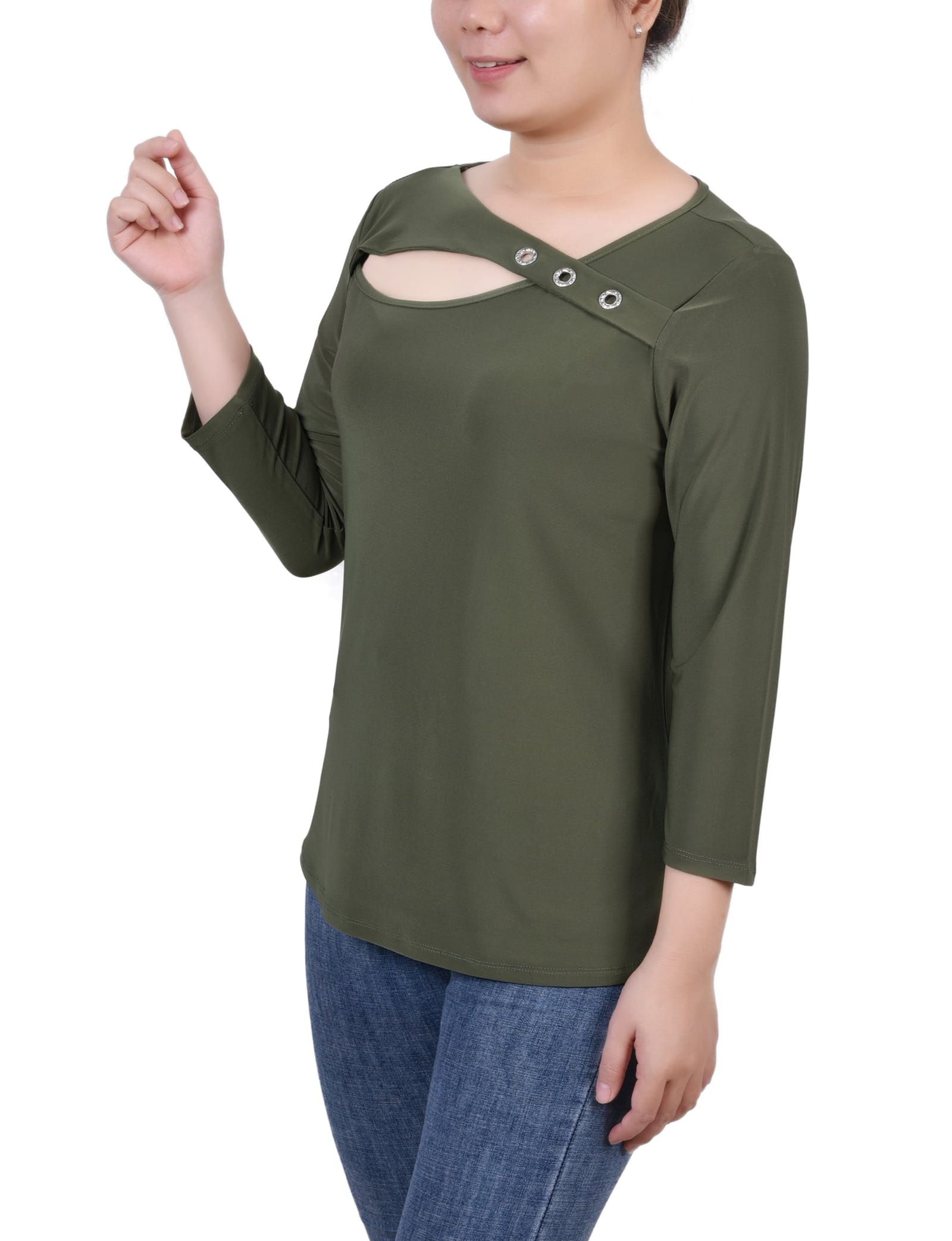 Petite 3/4 Sleeve Cutout Top thumbnail 2