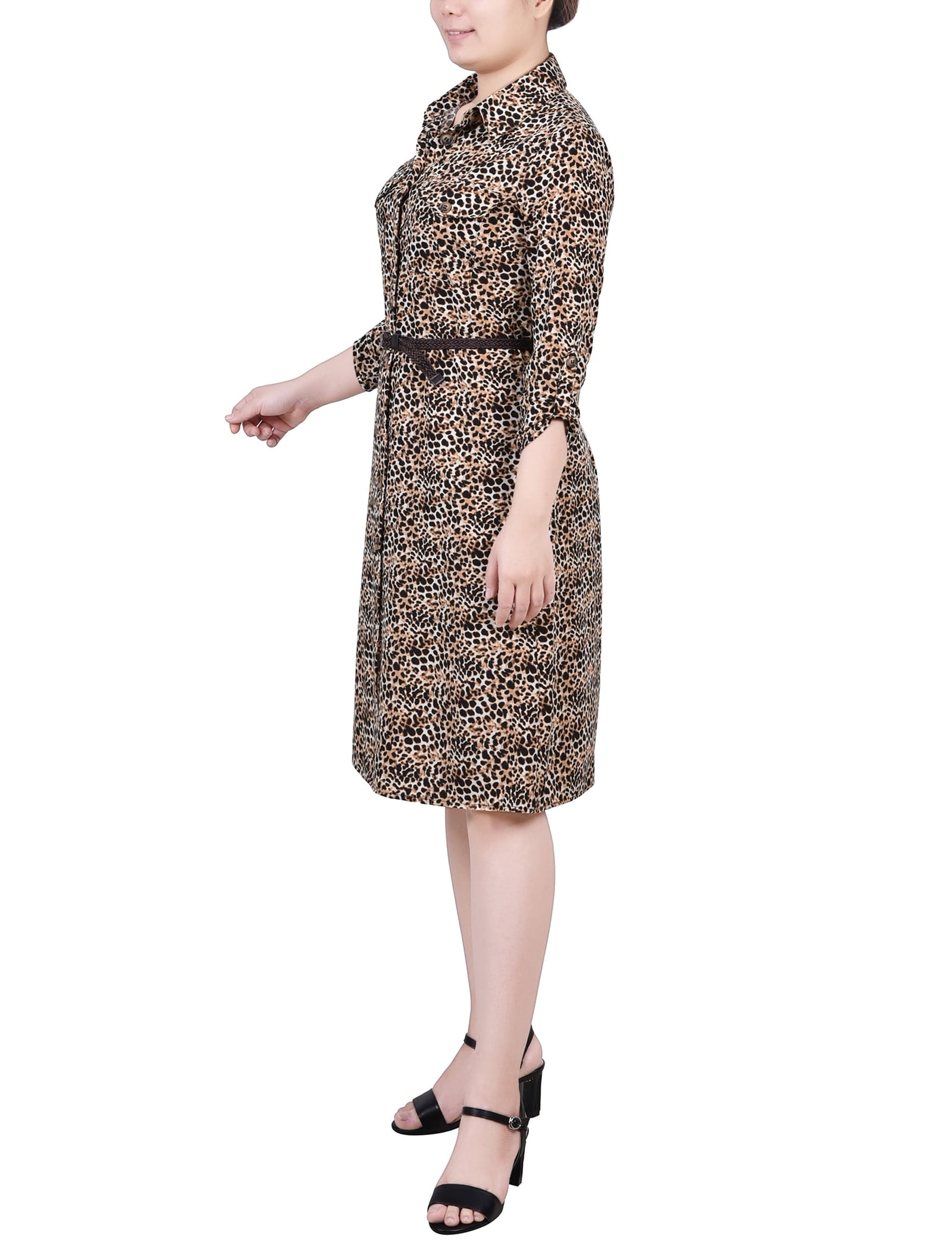 Petite 3/4 Roll Tab Sleeve Shirtdress thumbnail 2